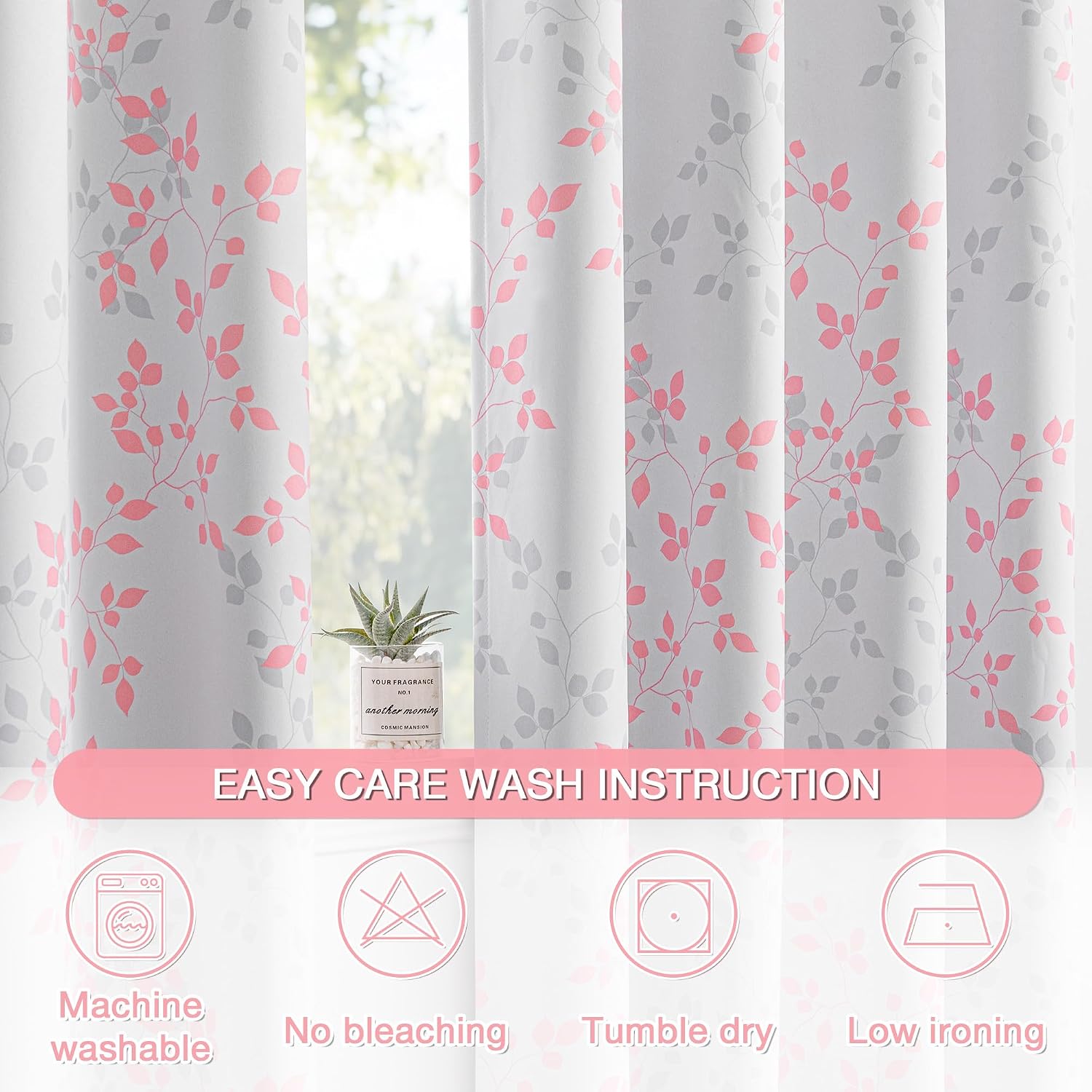 Meetsky 95% Blackout Pink Curtains for Bedroom - 96 Inch Curtains 2 Panel Set Thermal Insulated Grommet Window Treatments Light Blocking Dr…
