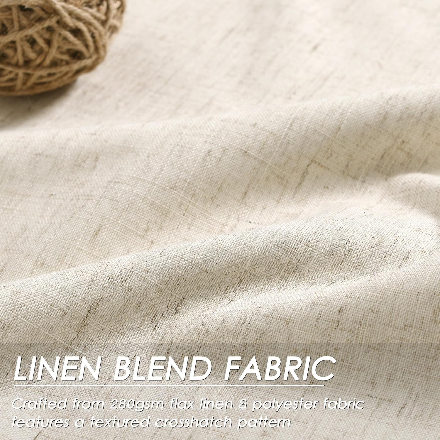 Nanspring Beige 100% Blackout Linen Curtains for Bedroom 100 Inches Long Back Tab Thermal Insulated Rustic Country Farmhouse Decor Black Ou…