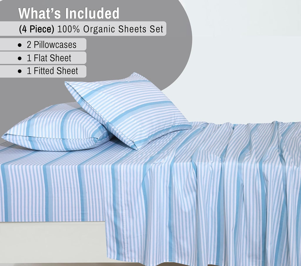 Ruvanti 100% Cotton Organic Percale Sheets Queen Size – Crisp Cooling Bed Sheets for Hot Sleepers, Deep Pocket 15”, Soft Peach Finish, Brea…