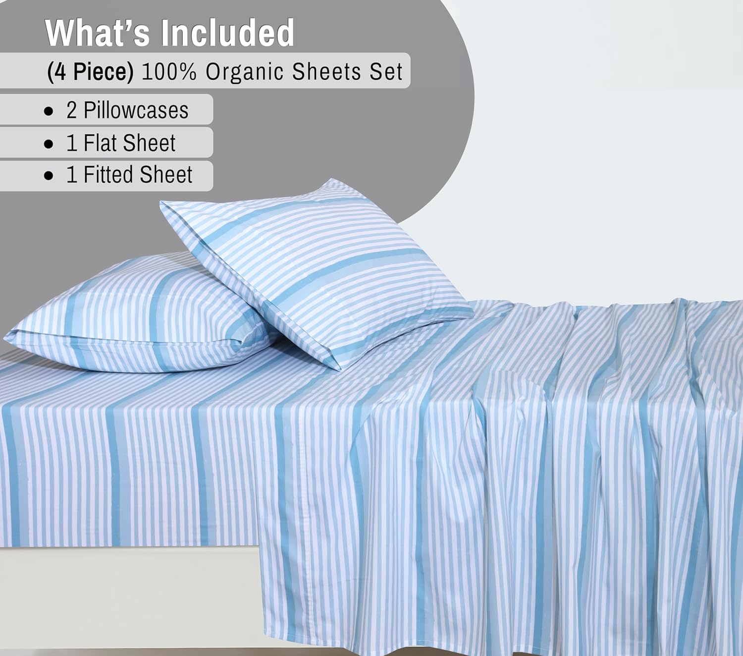 Ruvanti 100% Cotton Organic Percale Sheets Full Size – Crisp Cooling Bed Sheets for Hot Sleepers, Deep Pocket 15”, Soft Peach Finish, Breat…