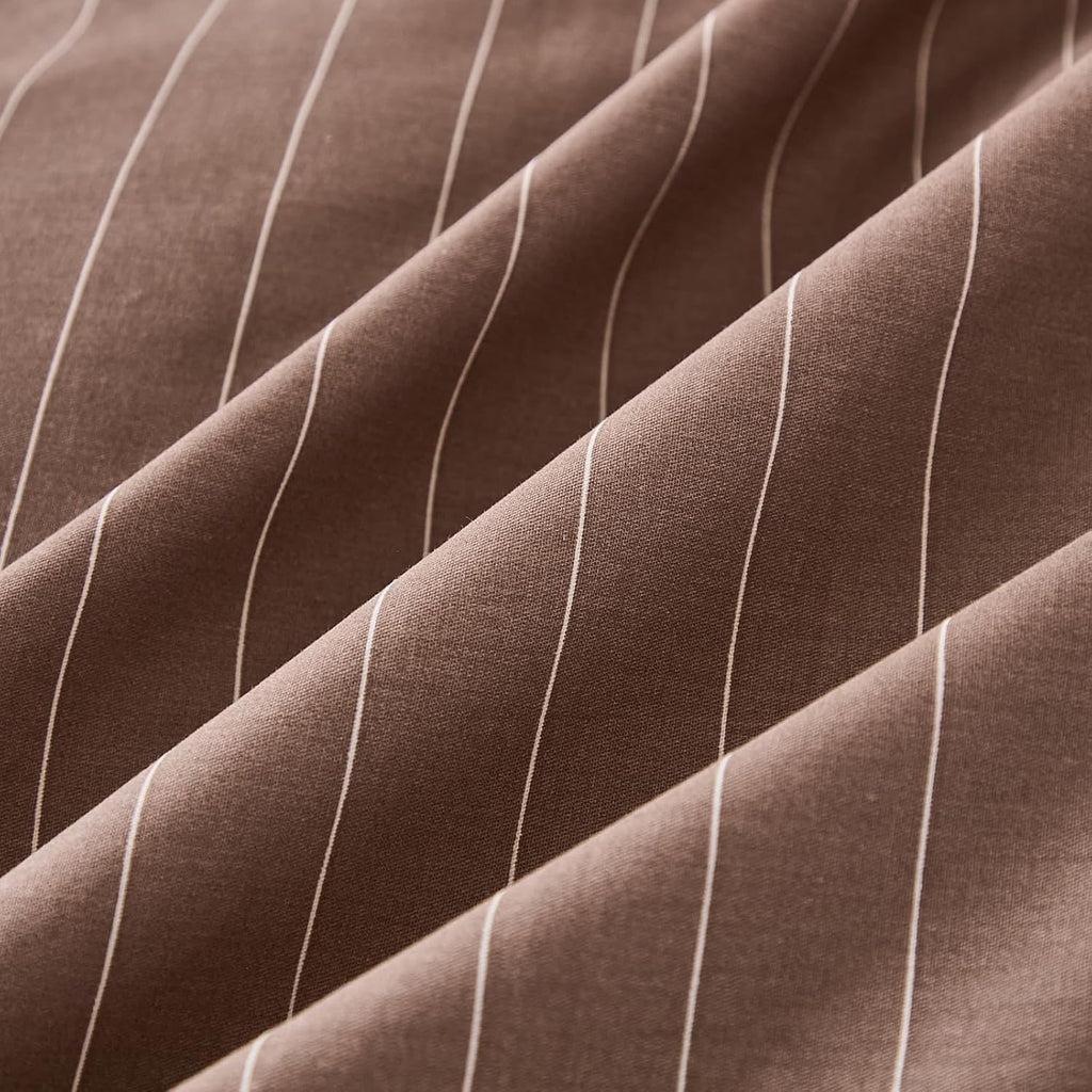 Merryword Brown Striped Pillowcases, 100% Cotton Pillow Cases, Queen Size Pillowcases, Luxury Linen Like Pillowcase, Soft Breathable Pinstr…