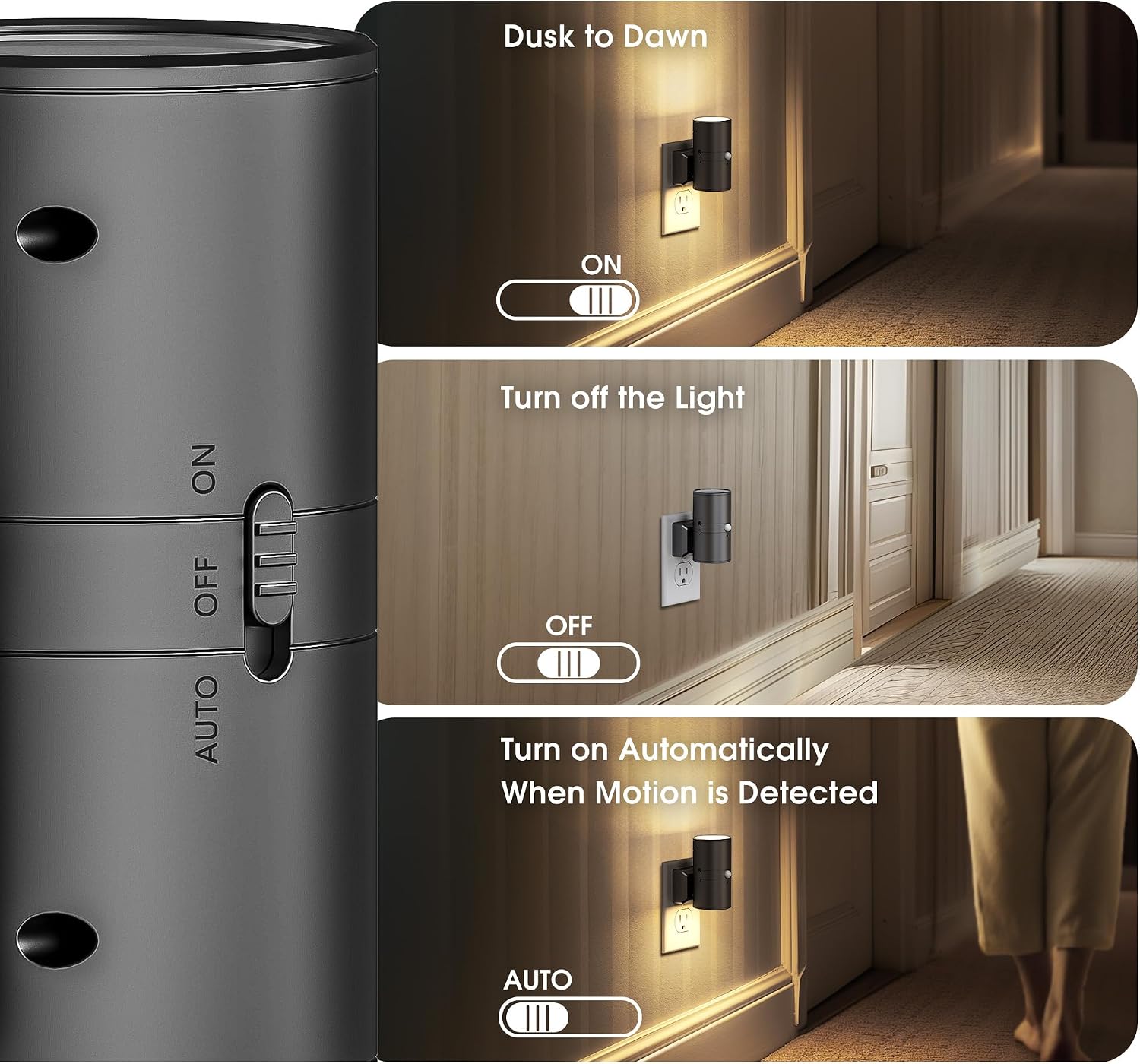 WelcometoBriigniteenjoyyourtimehere Briignite Motion Sensor Night Light,2 Pack Motion Activated Plug in Night Lights, 0-100LM Dimmable Soft…