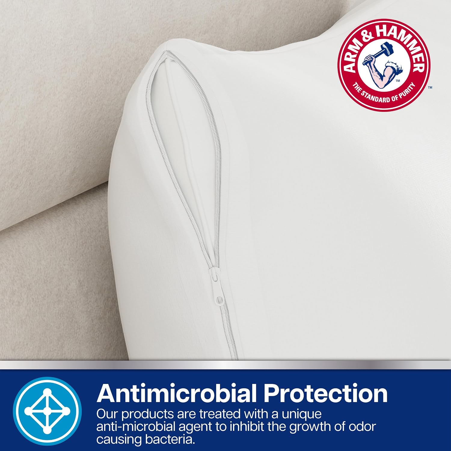Armhammer Arm & Hammer Cooling Comfort Zippered Body Pillow Cover, 20 x 54, White White