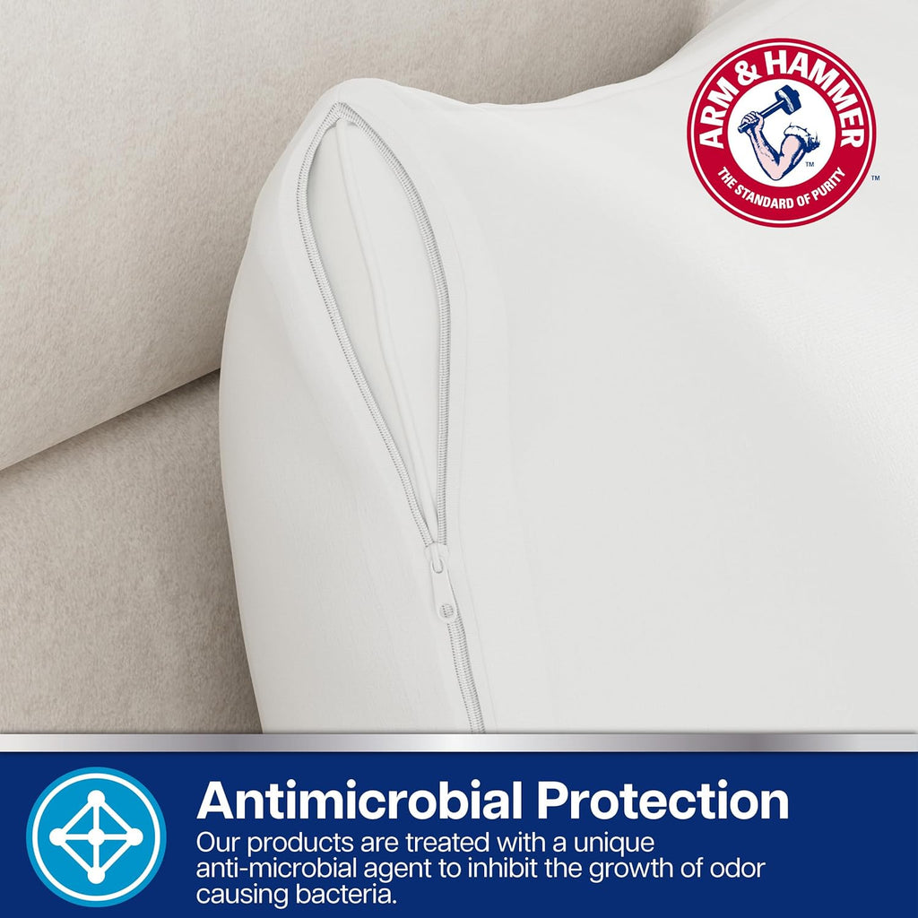 Armhammer Arm & Hammer Cooling Comfort Zippered Pillow Protector, 2-Pack, King White