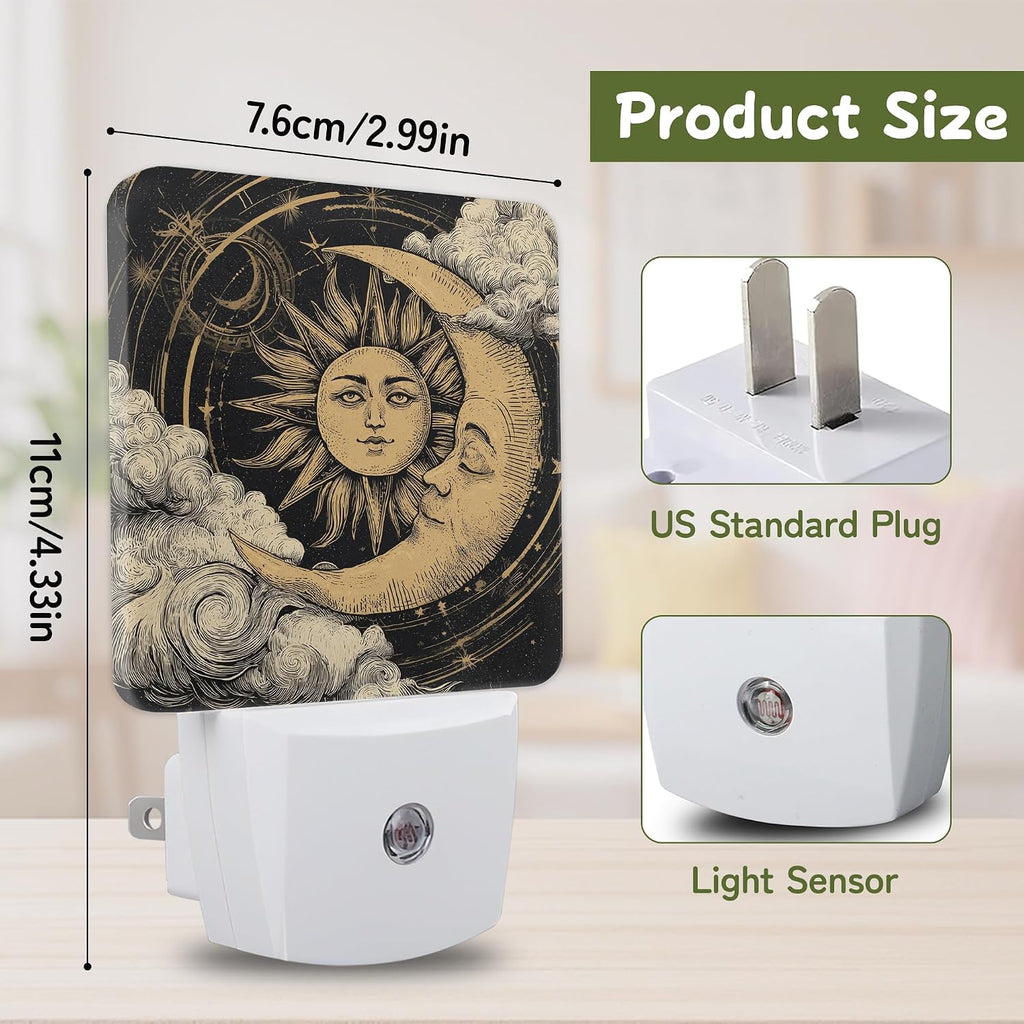 Celestial Sun Moon Night Light, Night Lights Plug into Wall with Dusk to Dawn Sensor for Bedroom Bathroom Hallway Kitchen, Decorative…