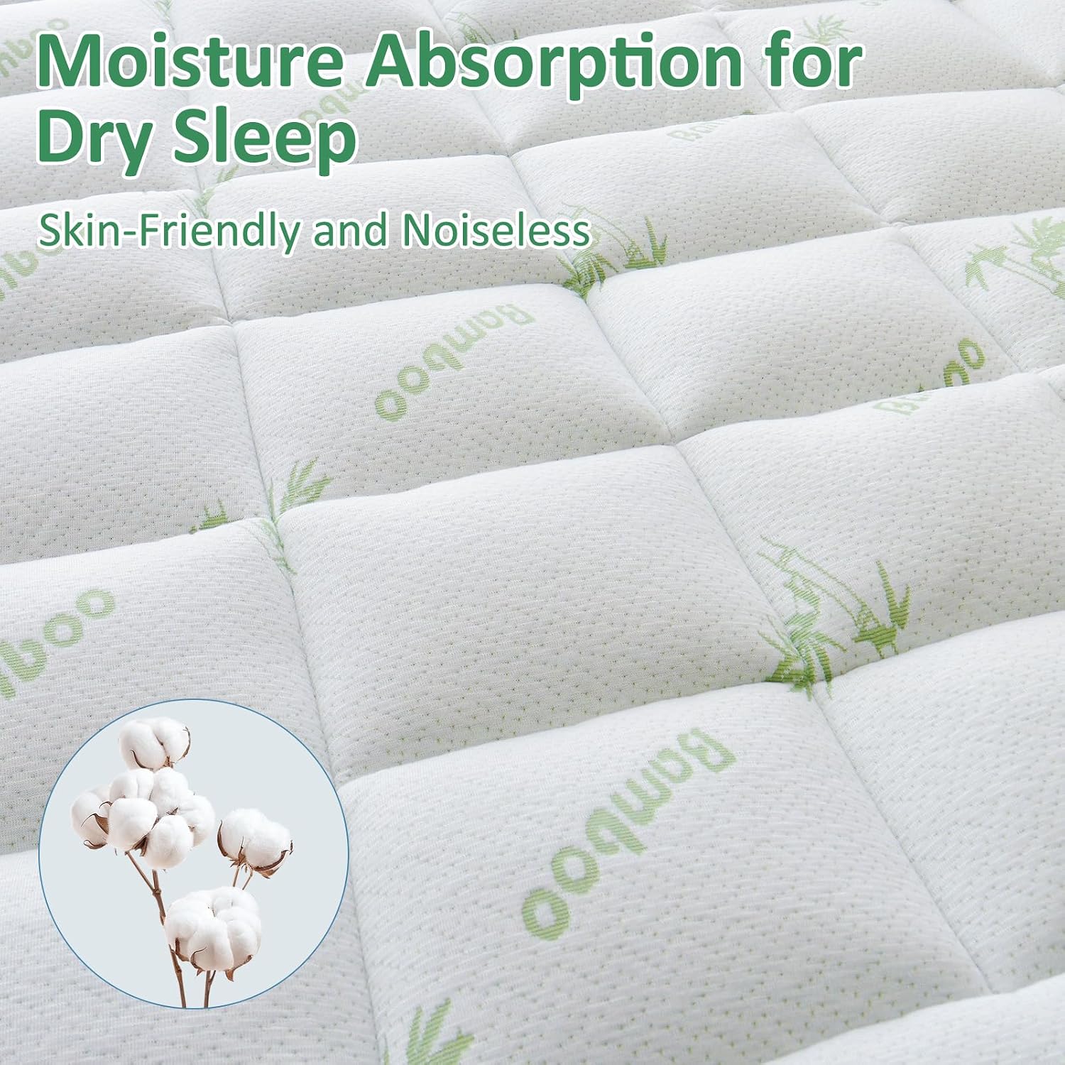 oaskys Mattress Topper Queen Size - Cooling Extra Thick Breathable Viscose Made from Bamboo Mattress pad - Soft Quilted Fitted Mattress…