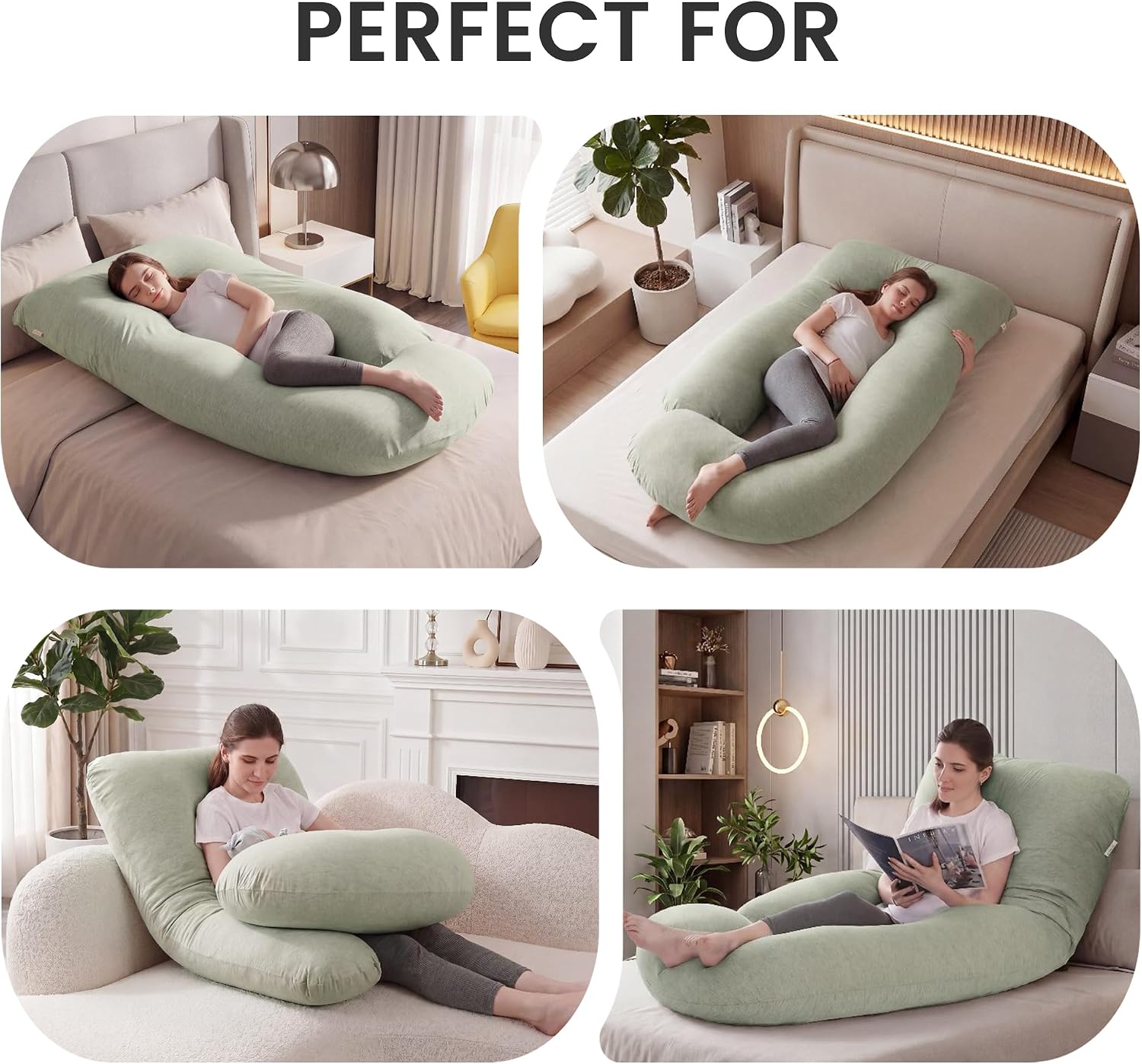 Jcickt Pregnancy Pillow for Sleeping,59 inch Maternity Pillow with Removable Washable Cover, J-Shaped Cooling Full Body Pregnant Pillow…