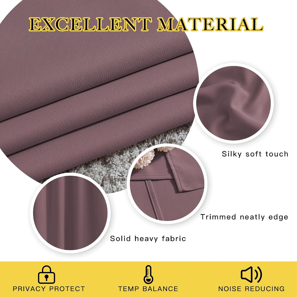 Nicetown Bedroom Curtains 63 inch Length 2 Panels - Grommet Top Blackout Room Darkening Sound Reduction Cold & Heat Reducing Privacy Therma…