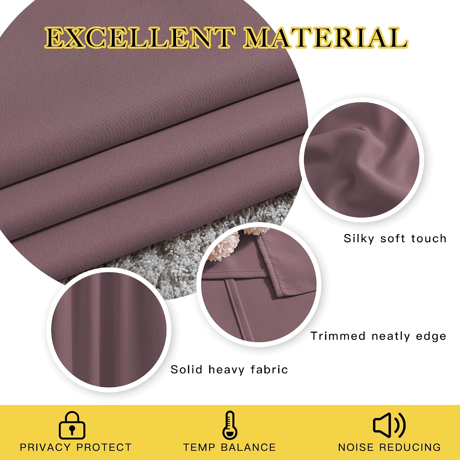 Nicetown Bedroom Curtains 63 inch Length 2 Panels - Grommet Top Blackout Room Darkening Sound Reduction Cold & Heat Reducing Privacy Therma…