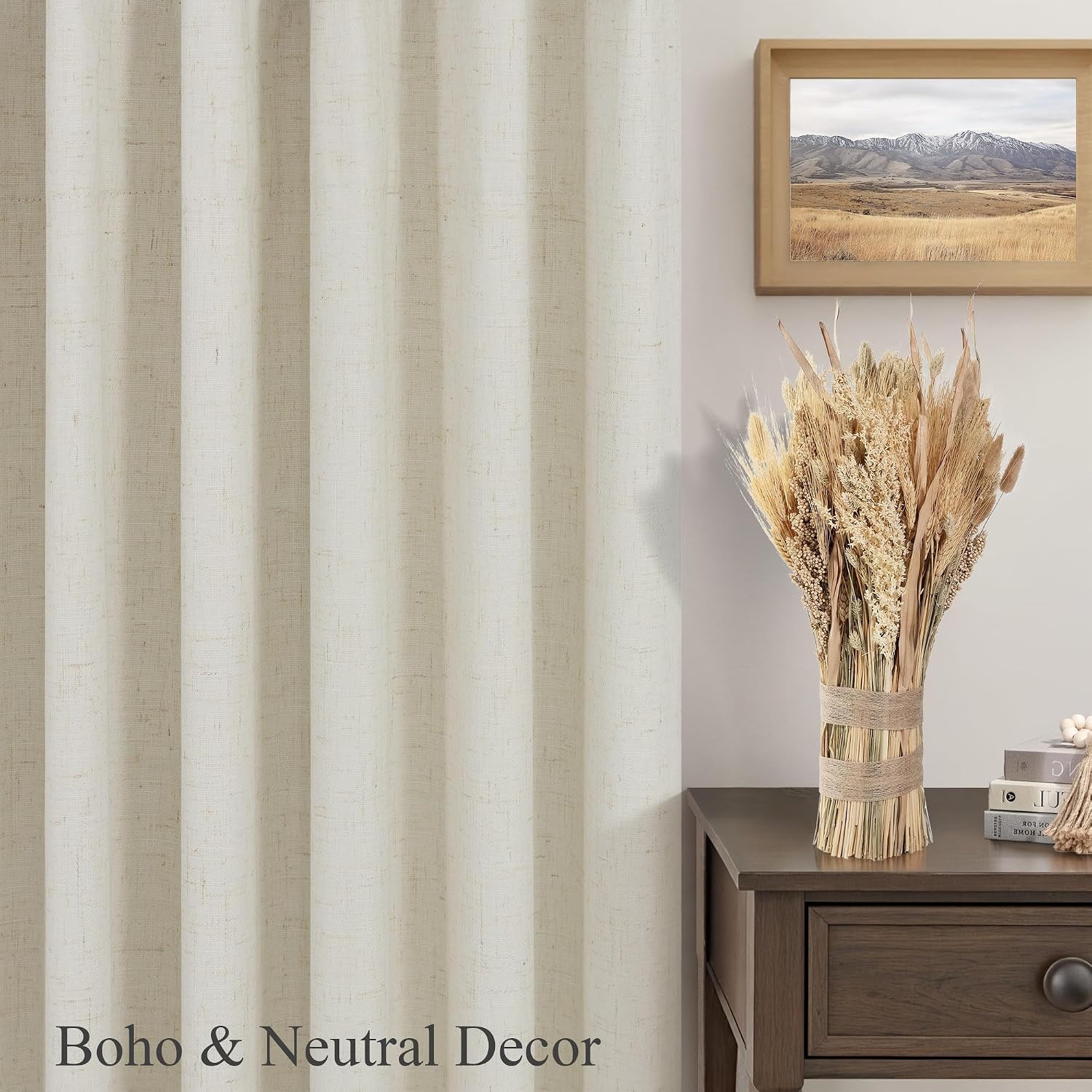 Dancurton 95 Inch Curtains 2 Panels Set UV/Heat Blocking for Summer Modern Farmhouse Beige Curtains for Living Room Darkening Curtain for S…