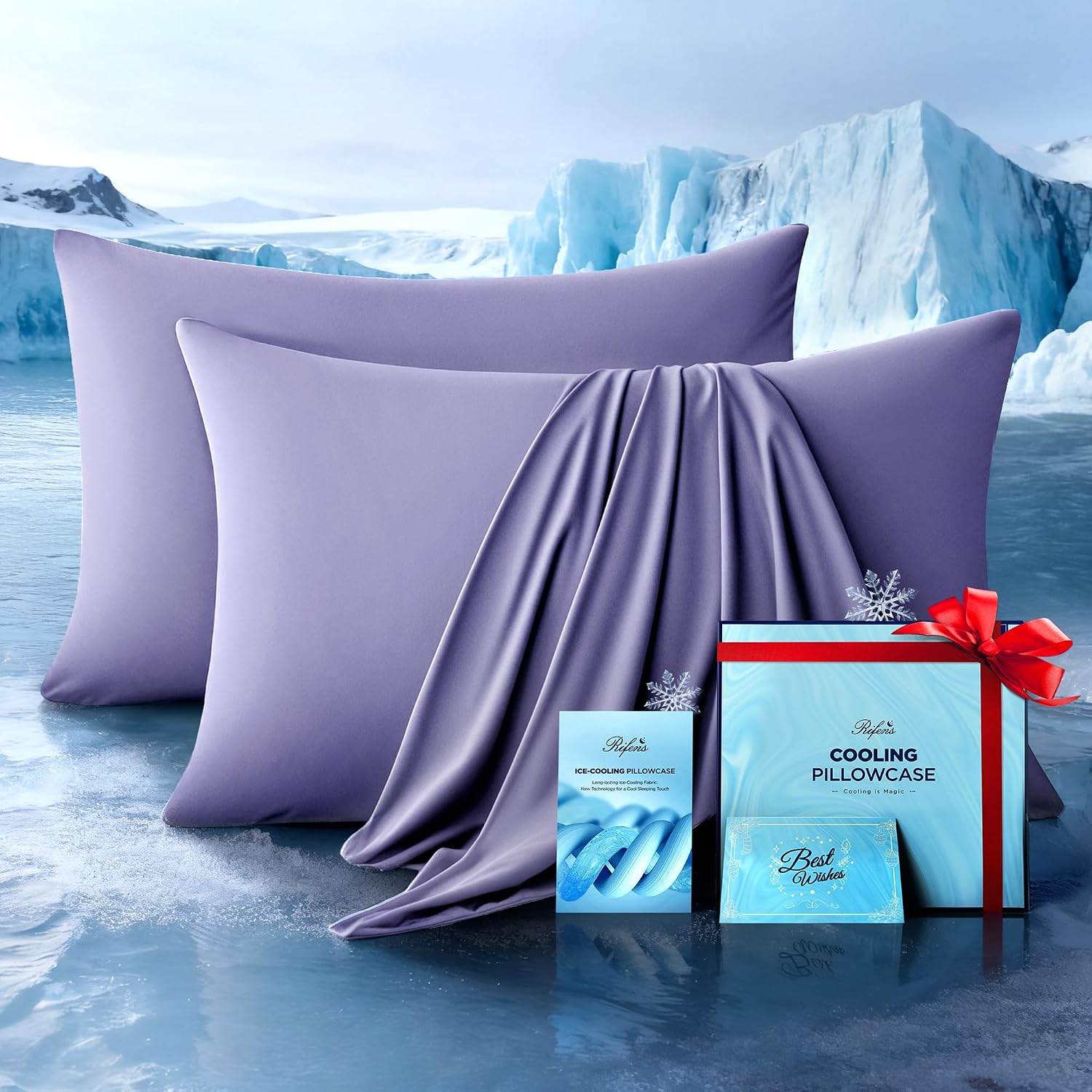 Rifens Ultra-Chill Cooling Pillowcase Set of 2 for Hot Sleepers, Softer Than Silk Pillow Cases for Protecting Hair & Skin, Breathable Bed P…
