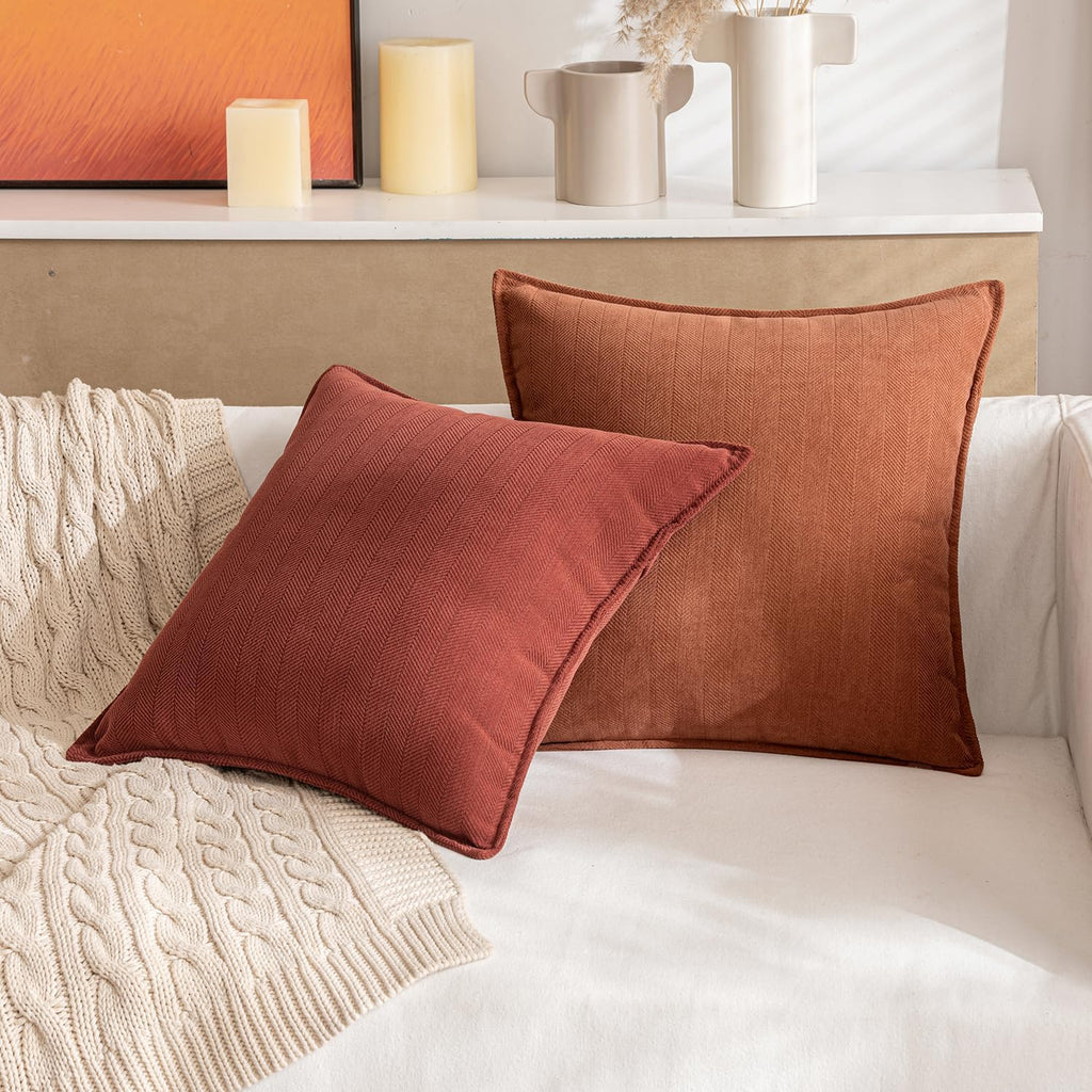 MIULEE Pack of 2 Burnt Orange Decorative Pillow Covers 20x20 Inch Soft Chenille Luxurious Couch Throw Pillows Farmhouse Cushion Covers…