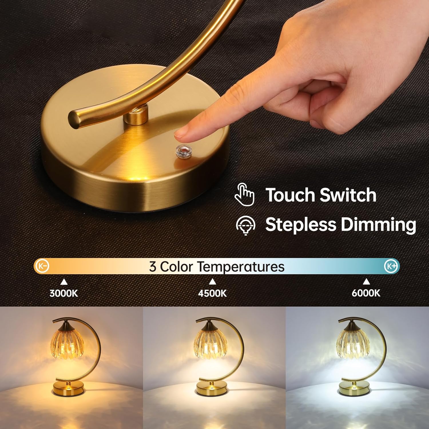 Shenmoyl Set of 2 Tulip Table Lamp, 5200mAh Cordless Touch Control Table Lamp with 3 Color Temps & Stepless Dimming, Rechargeable Battery…