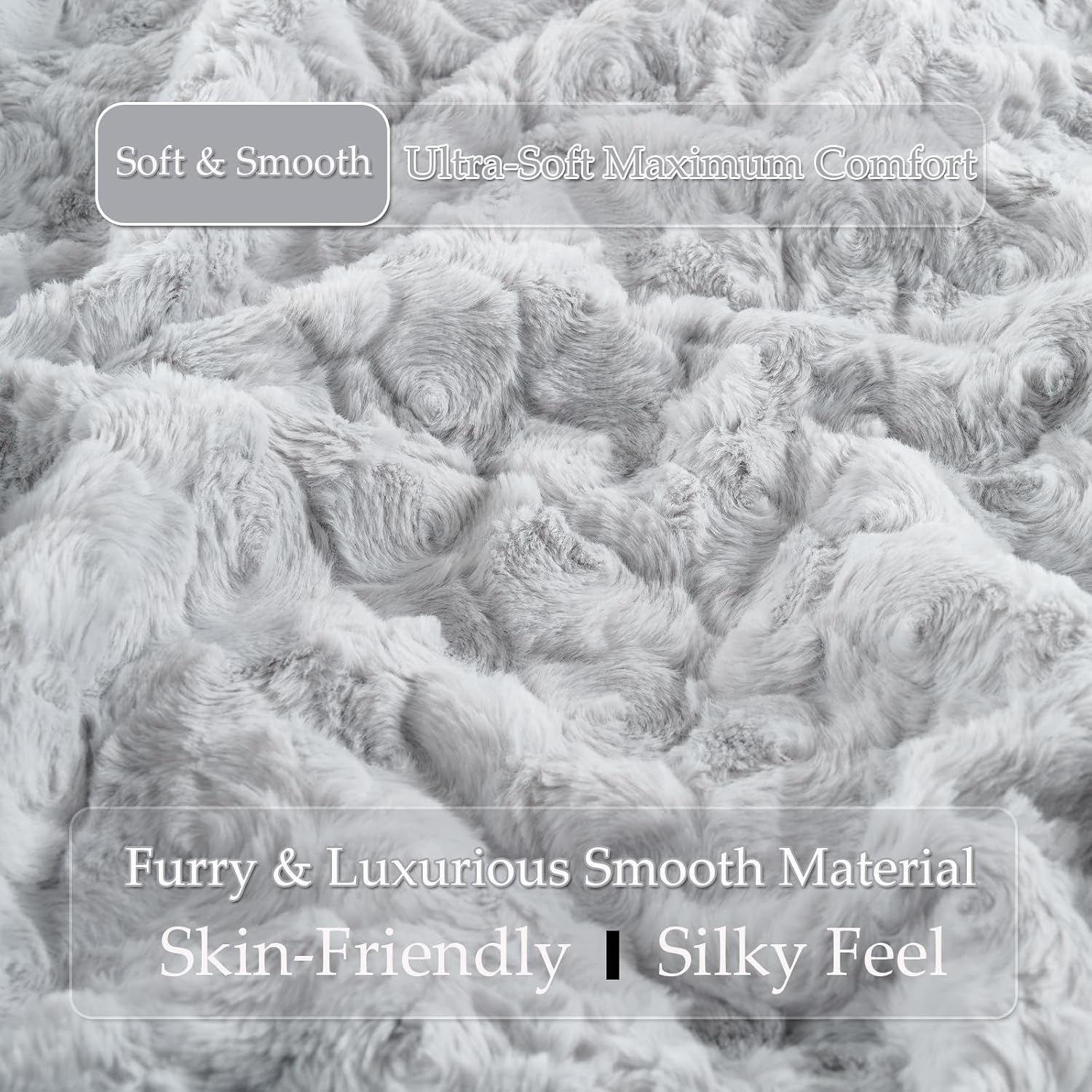 HKMR Fluffy Faux Rabbit Fur Body Pillow, Memory Foam Pregnancy Pillow for Side Sleep Body Pillow,20x54 Long Pillow for Adults-Light G…