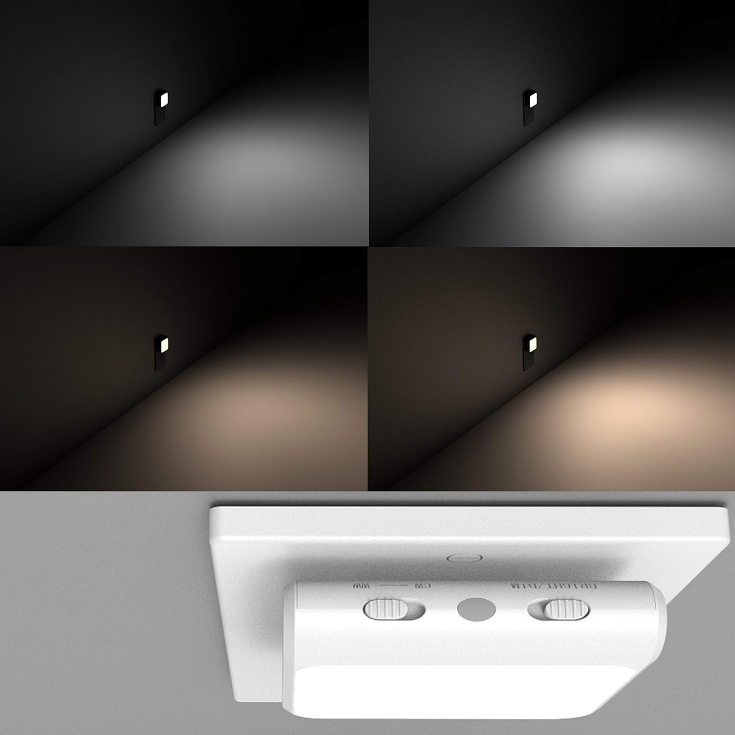 Solatec Plug-in Led Night Light with Auto Dusk to Dawn Sensor, Adjustable Brightness and Color, Warm White, Cool White Lights for…