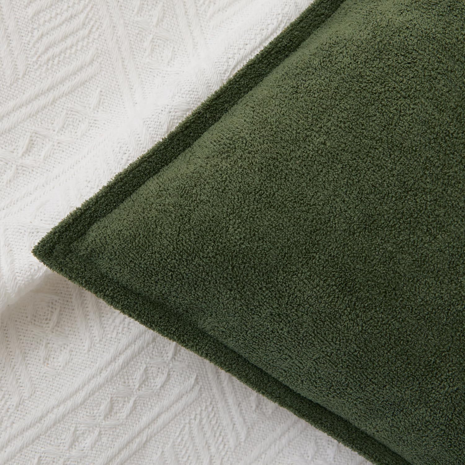 KevinTextile Kevin Textile Spring Waterproof Decorative Pillow Covers Moss Green 20x20 Inch Pack of 2 Soft Boucle Textured Throw Pillowcase…