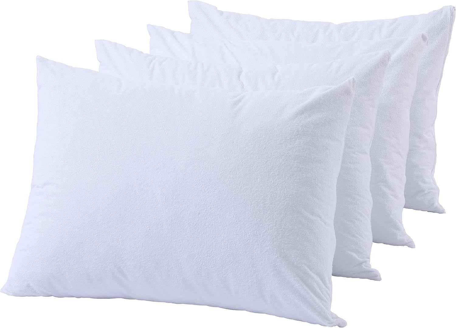 NiagaraSleepSolution Niagara Waterproof Pillow Protectors Queen 4 Pack Cotton Terry 100% Waterproof Cooling Zippered Cotton White T Pillow…