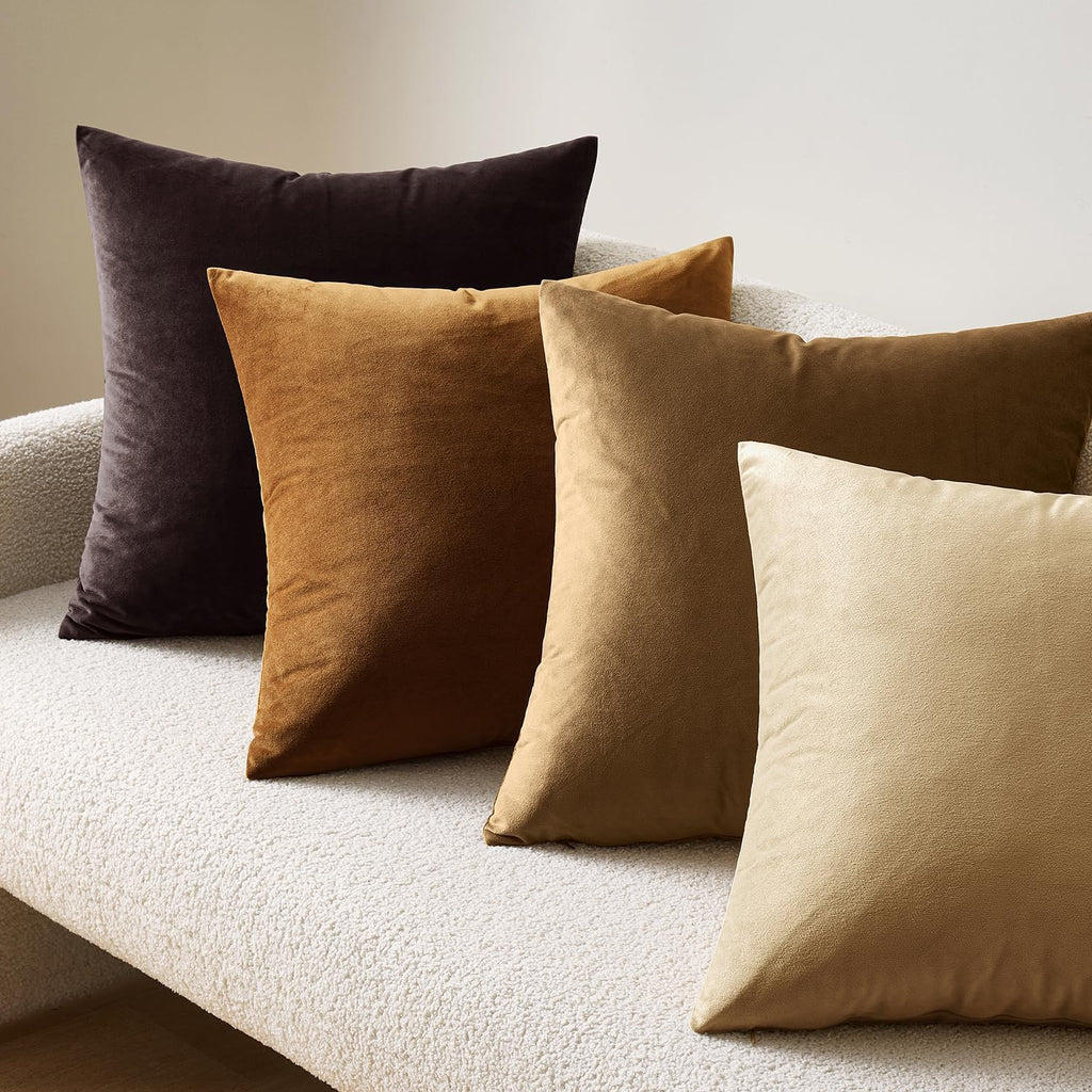 Miulee Velvet Throw Pillow Covers 18x18 Inch, Pack of 2 - Dark Coffee, Super Soft Decorative Square Cushion Cases Modern Luxury Home Decor…