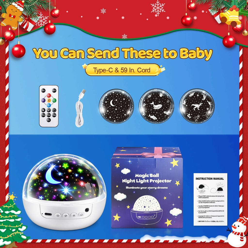 COOLNIGHT Boy Room Decor, 93 Lighting+3 Films Toddler Room Decor, Remote+Dimmable+360° Slient Nightlight for Baby Nursery, Starry Night…