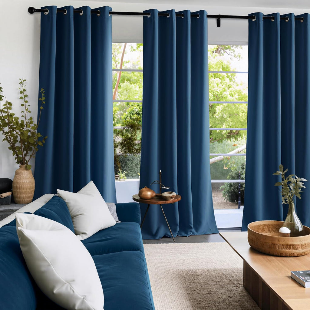 Nicetown Morrocan Blue Decor Room Darkening Curtains 63 Inches Long 2 Panels for Living Room, Bedroom, Nursery Summer Thermal Insulated Bla…