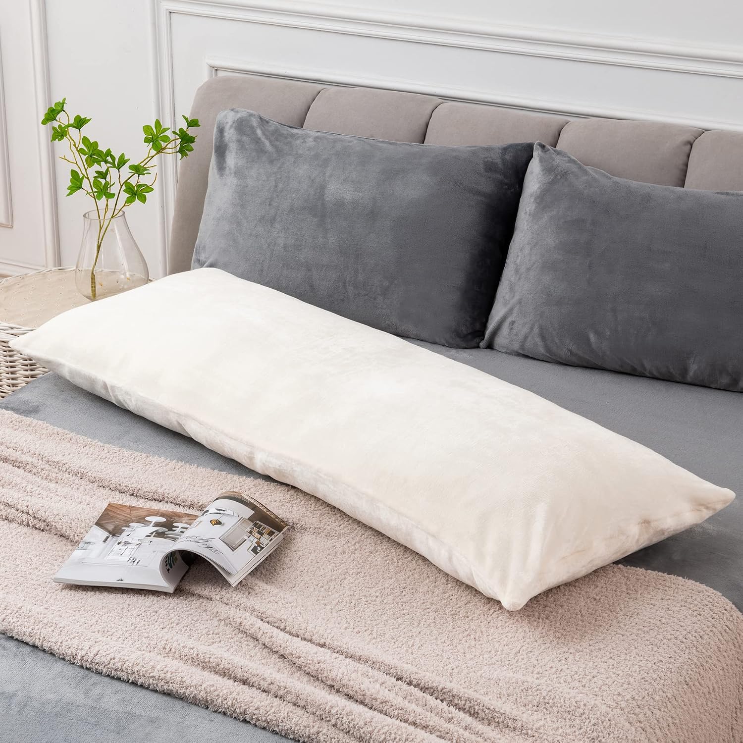 Bedelite Body Pillow Cover with Zipper Closure, Super Soft and Cozy Fuzzy Fleece Pillowcase 20 x 54 Inches, Luxury Fluffy Plush Long Body P…
