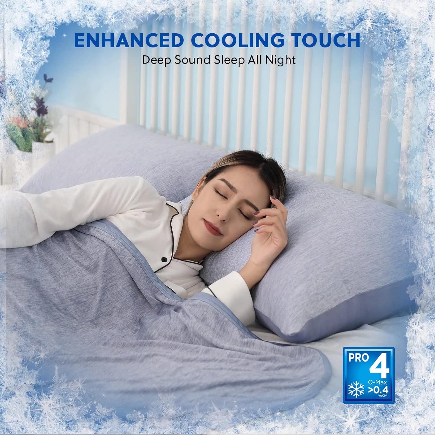 Homfine Cooling Pillowcases Queen Size - Double Side Q-Max 0.439 Cooling Fiber for Pillow Protector, Breathable Cold Pillow Cover for Hot S…