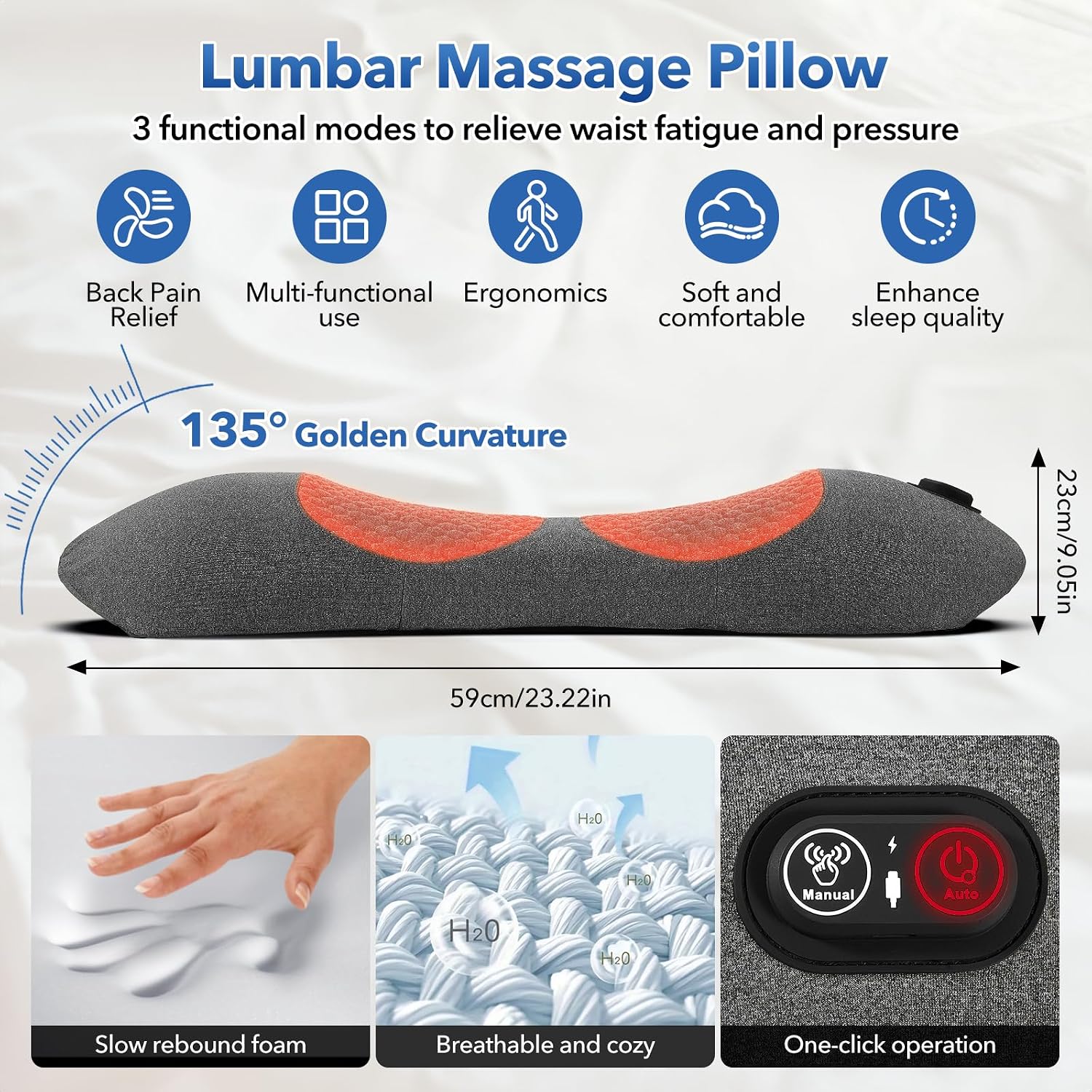 Gifey Smooth SpineTriple Fusion Back Massager with Heat - Sciatica & Spine Decompression Device, Deep Tissue Massager for Lower Back Pain,…