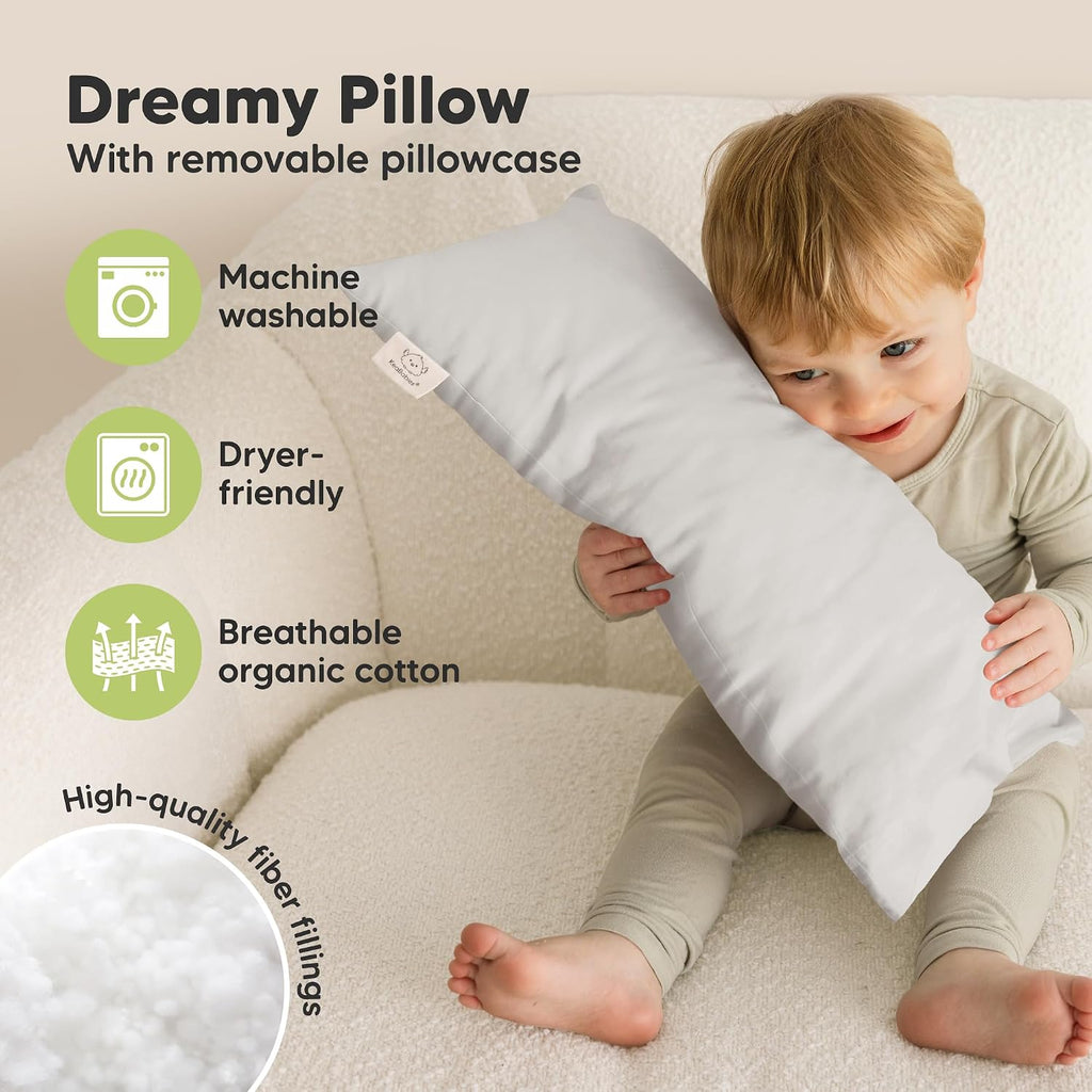 Toddler Pillow with Pillowcase - 10x18 My Little Dreamy Kids Travel Bed Pillows for Sleeping, Organic Cotton Small Pillowcase, Soft &…