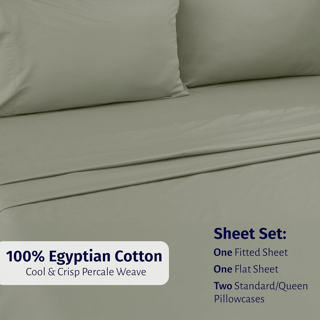CaliforniaDesignDen California Design Den Deep Pocket Queen Sheet Set - Certified 100% Egyptian Cotton, Lightweight, Crisp Percale Bed Shee…