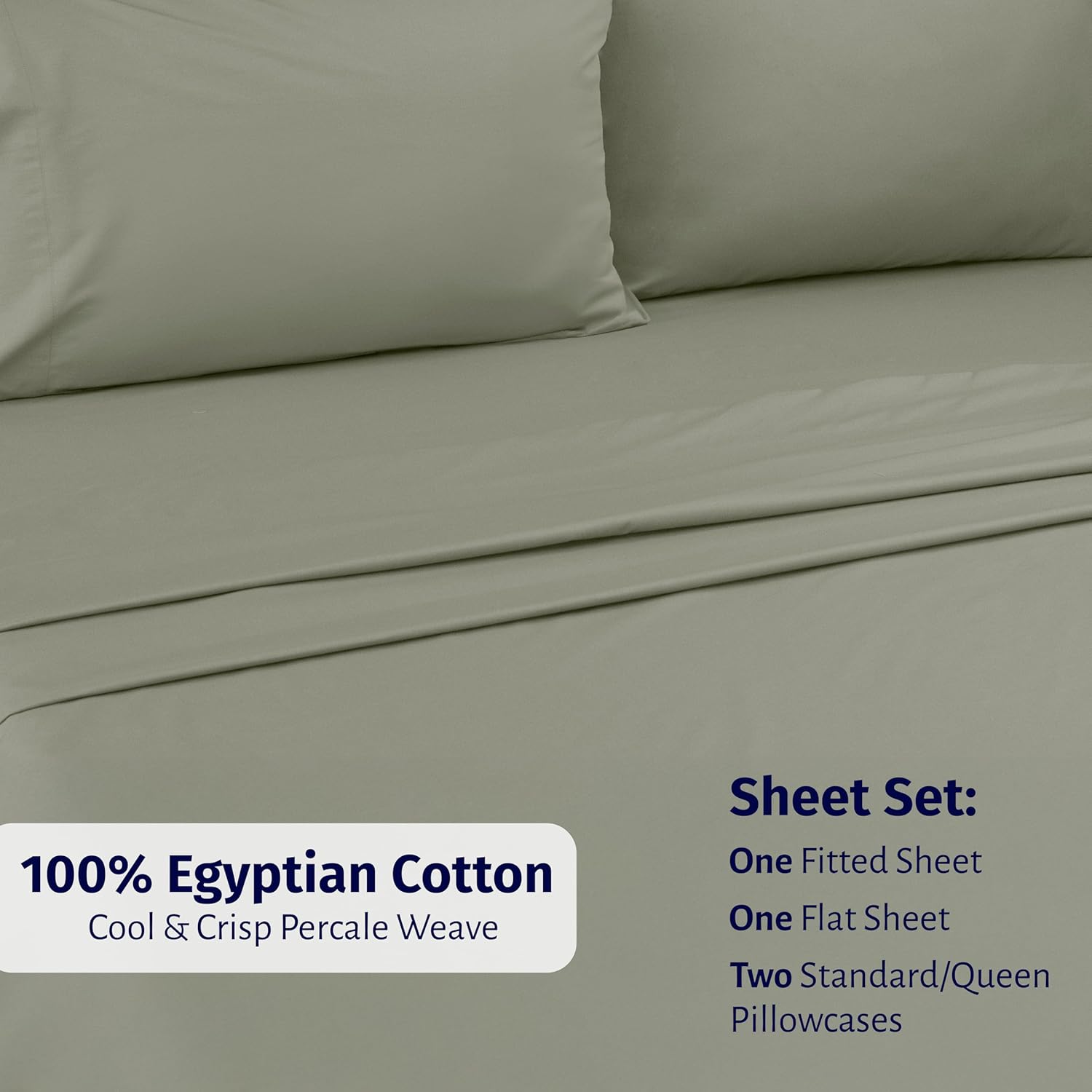 CaliforniaDesignDen California Design Den Deep Pocket Queen Sheet Set - Certified 100% Egyptian Cotton, Lightweight, Crisp Percale Bed Shee…