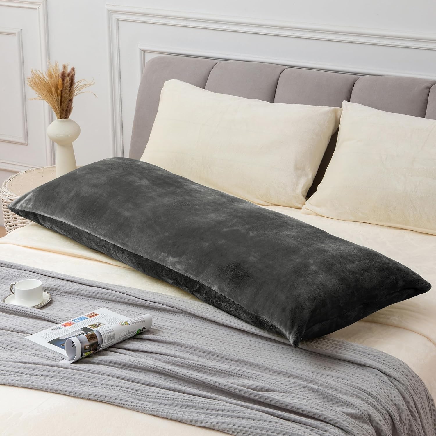 Bedelite Body Pillow Cover with Zipper Closure, Super Soft and Cozy Fuzzy Fleece Pillowcase 20 x 54 Inches, Luxury Fluffy Plush Long Body P…