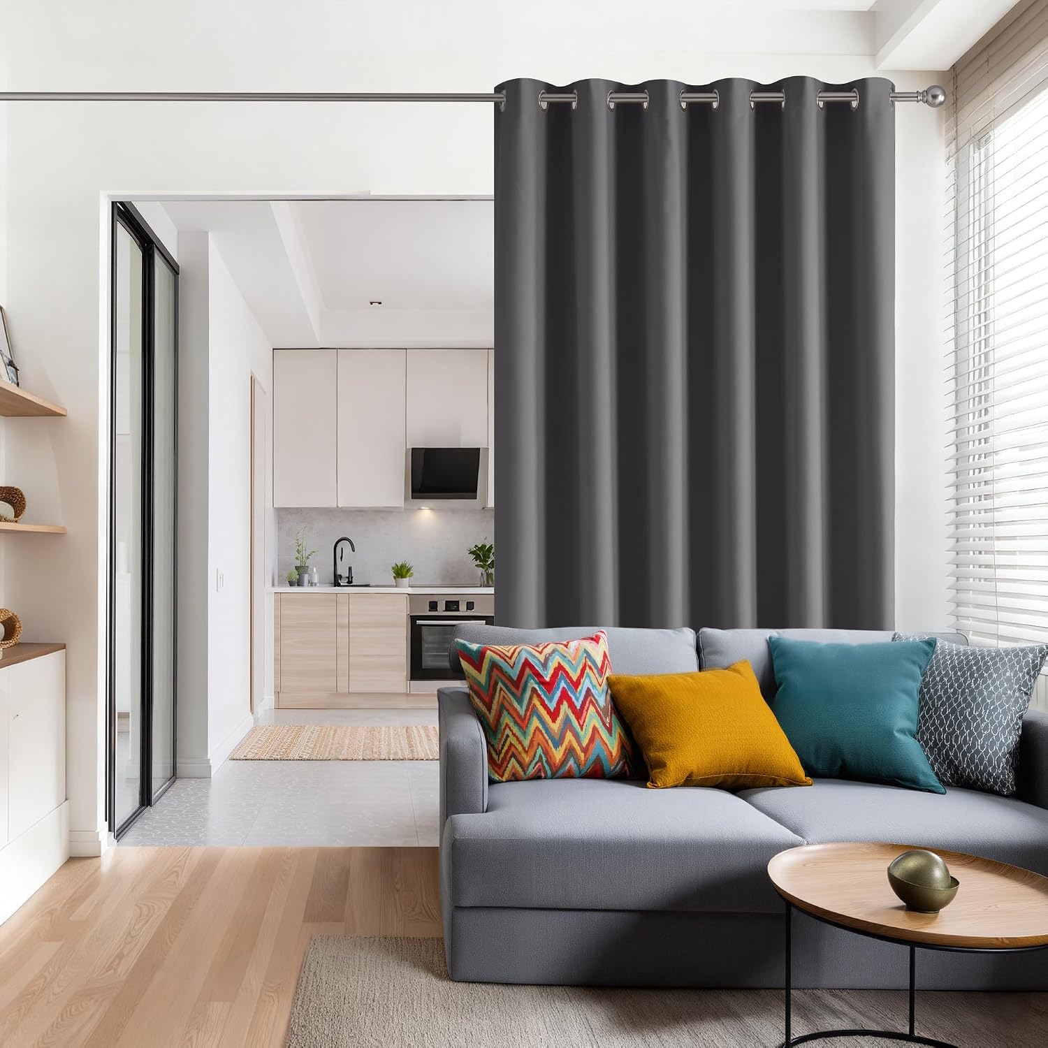 Rybhome RYB HOME Blackout Thermal Insulated Curtains, Portable Curtain for Sliding Glass Door/Storage/Space Room Divider, Large Window Trea…