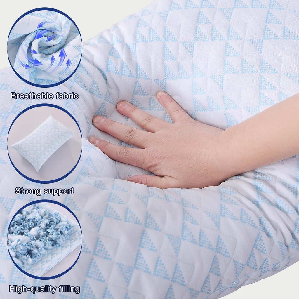 GYlongFA Memory Foam Pillows 2 Pack:Adjustable Loft Bed Pillows Queen Size Set of 2 for Sleeping, Removable, Supportive & Breathable…