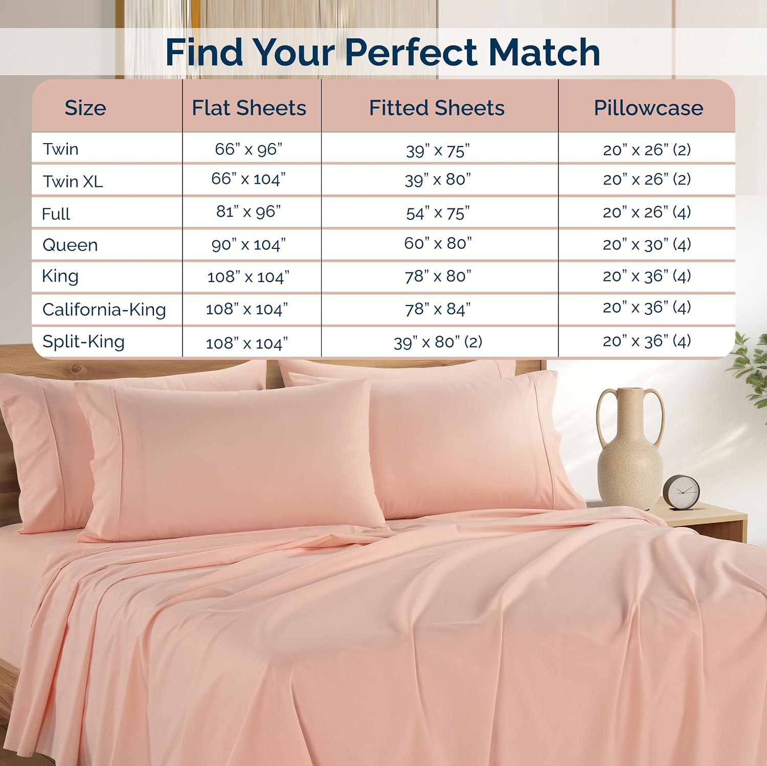 Casa Platino 100% Cotton Cal King Size Sheets Set – 6 Piece Crisp Percale Cal King Size Cooling Sheets, Lightweight for Summer, with 15"…