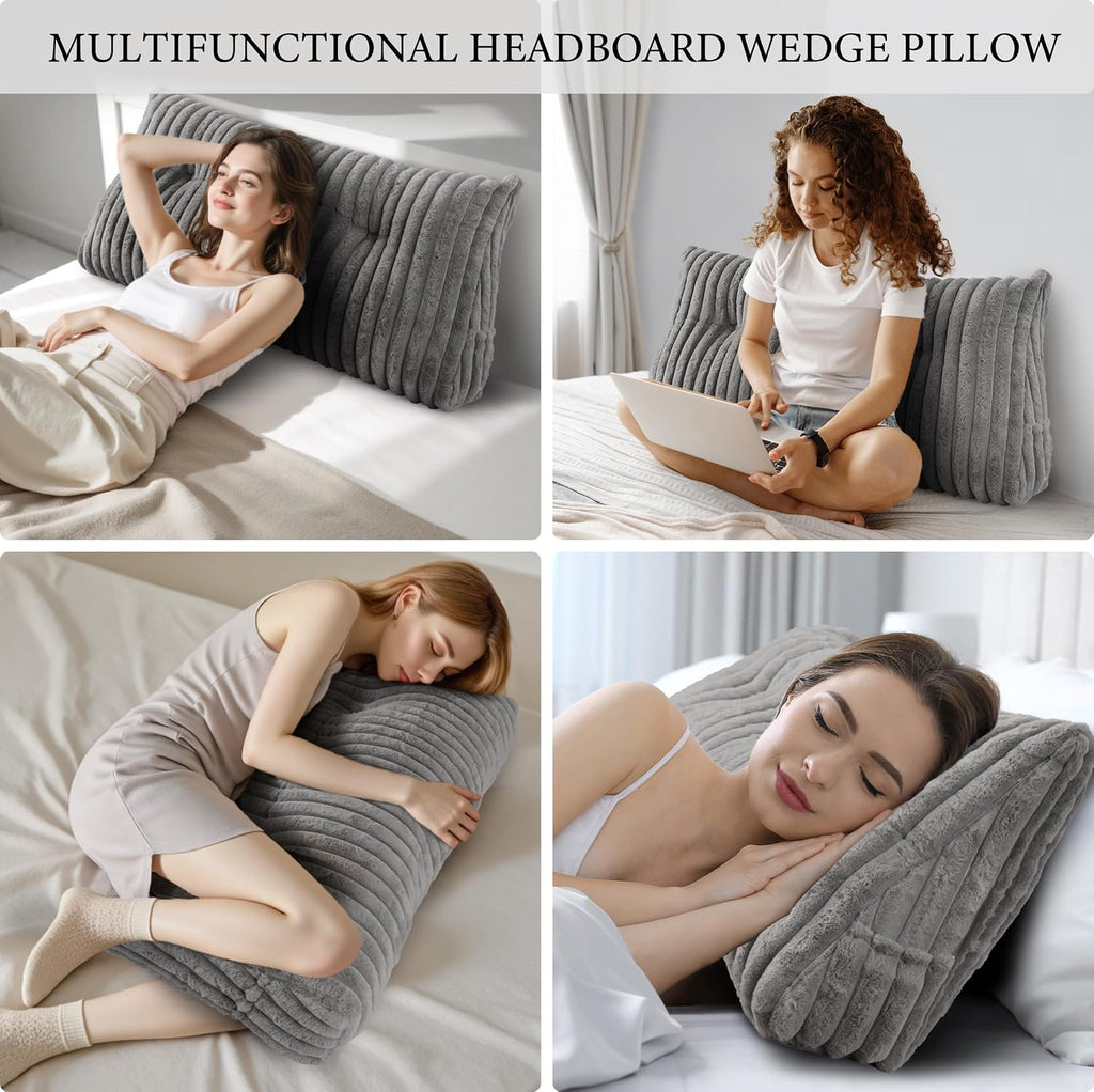 Headboard Pillow Twin XL, Triangular Wedge Pillow Headboard, Cushion Headboards Reading Pillows, Backrest Pillows for Sitting in Bed or…