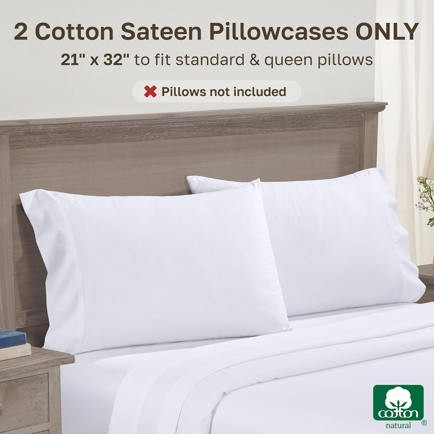 CaliforniaDesignDen CALIFORNIA DESIGN DEN Luxuriously Soft Hotel Quality 600 Thread Count, 100% Cotton Set of 2 Cases, Crisp & Cool White S…