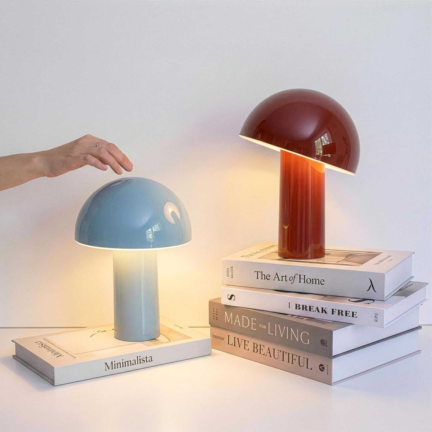 Brightech Celia Mood Lamp – 10" Touch-Controlled Mushroom Table Lamp, Cordless & Dimmable LED, Portable & Rechargeable Bedside Night Light,…