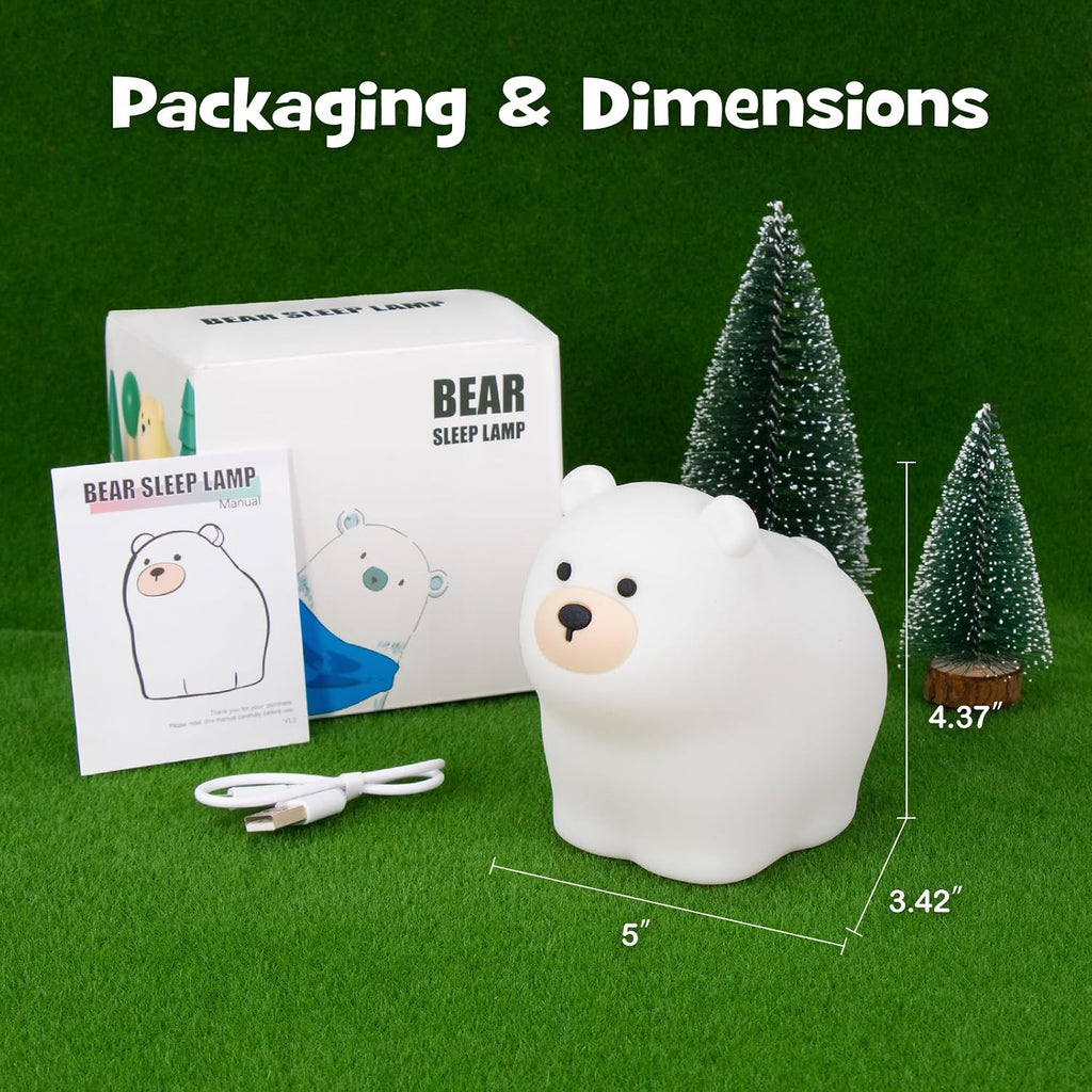 Squishy Polar Bear Night Light with RGB Mode Cute Polar Bear Light 3 Brightness Adjustable Nursery Breastfeeding Nightlight Rechargeable…