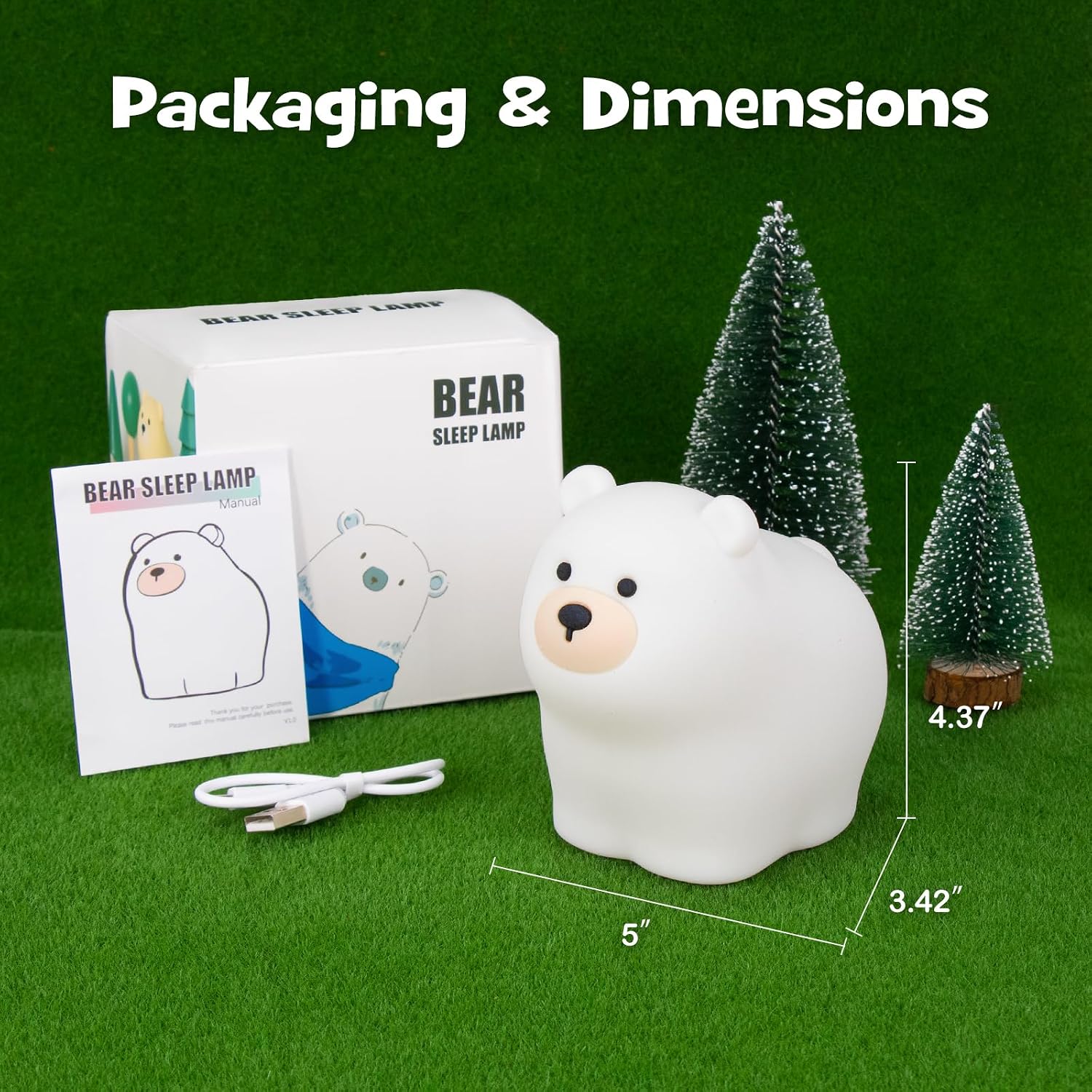 Squishy Polar Bear Night Light with RGB Mode Cute Polar Bear Light 3 Brightness Adjustable Nursery Breastfeeding Nightlight Rechargeable…
