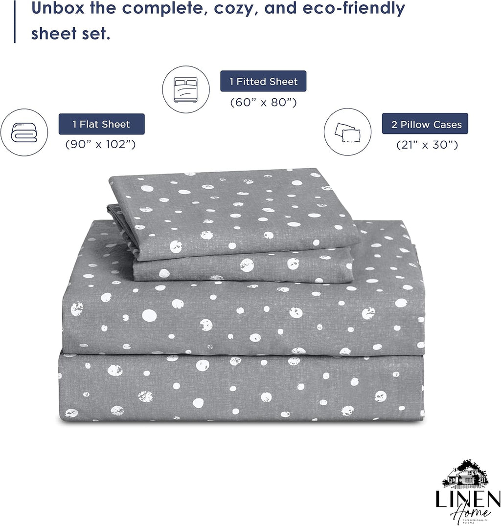 Linen Home Cotton Lyocell Blend Percale Sheet Set Queen Size - 4 Piece Deep Pocket Bedding, Pre-Washed & Shrunk, Crisp Cooling Fabric…