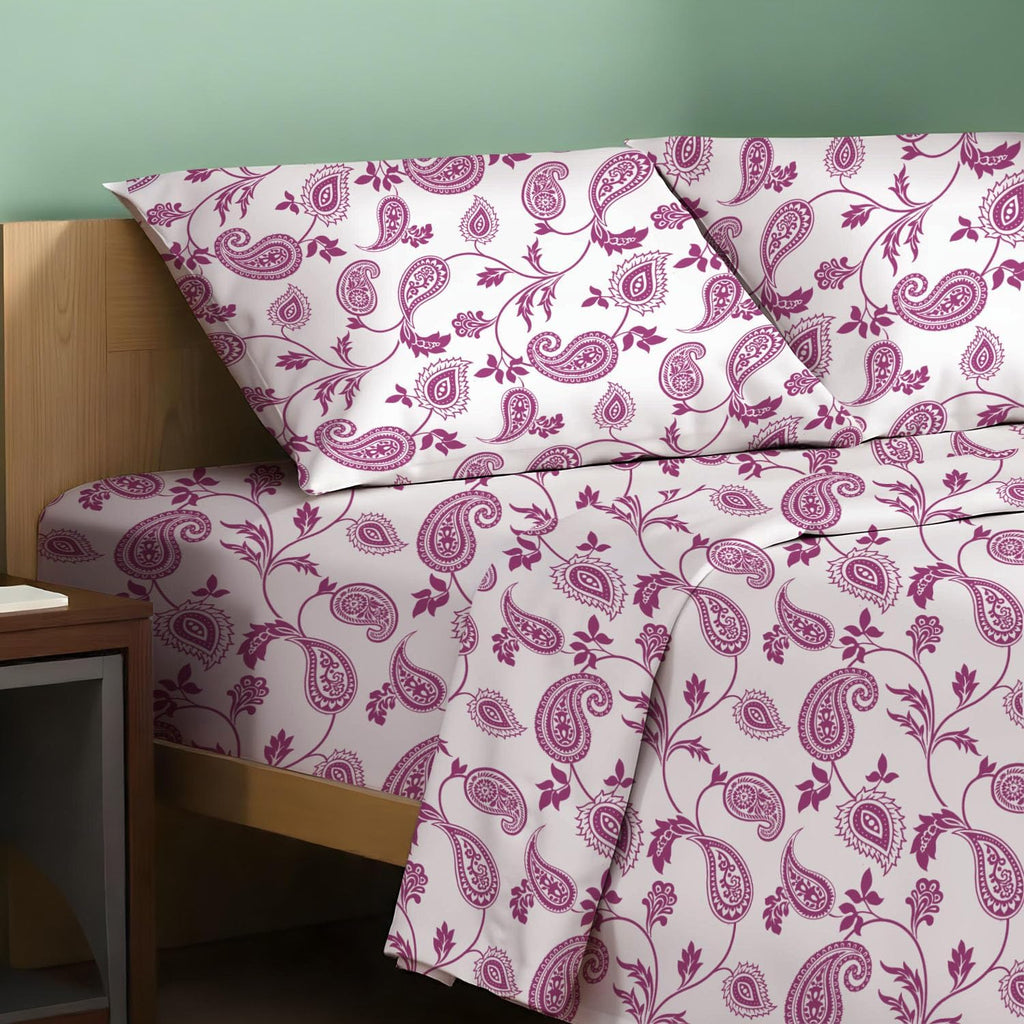 TEXAS LINEN CO. 100% Organic Cotton Sheets Twin Size - 3 PC Organic Cotton Percale Printed Sheets Twin Set (Paisley), Soft, Cooling…