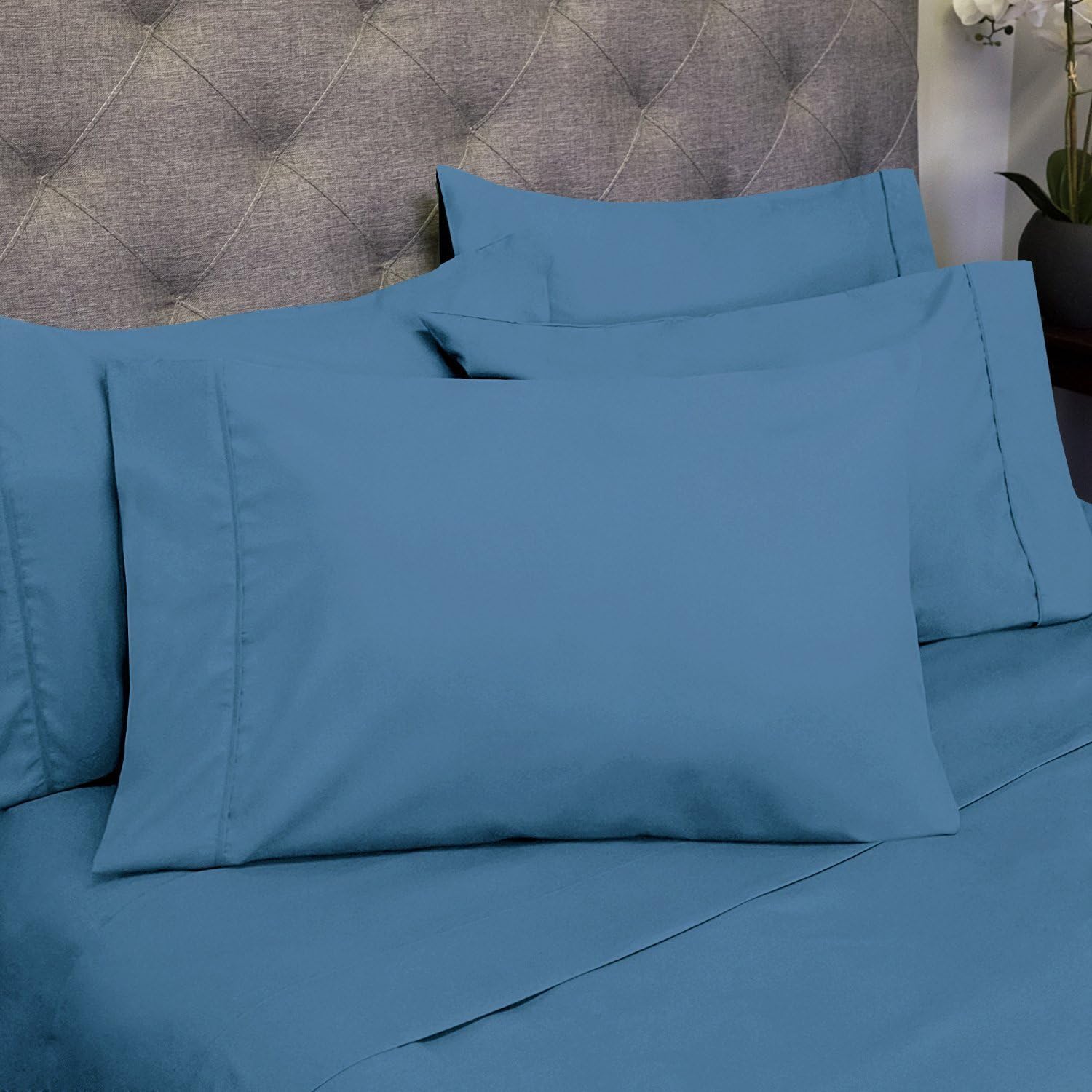 Full Size Bed Sheets - 6 Piece 1500 Supreme Collection Fine Brushed Microfiber Deep Pocket Full Sheet Set Bedding - 2 Extra Pillow Cases…