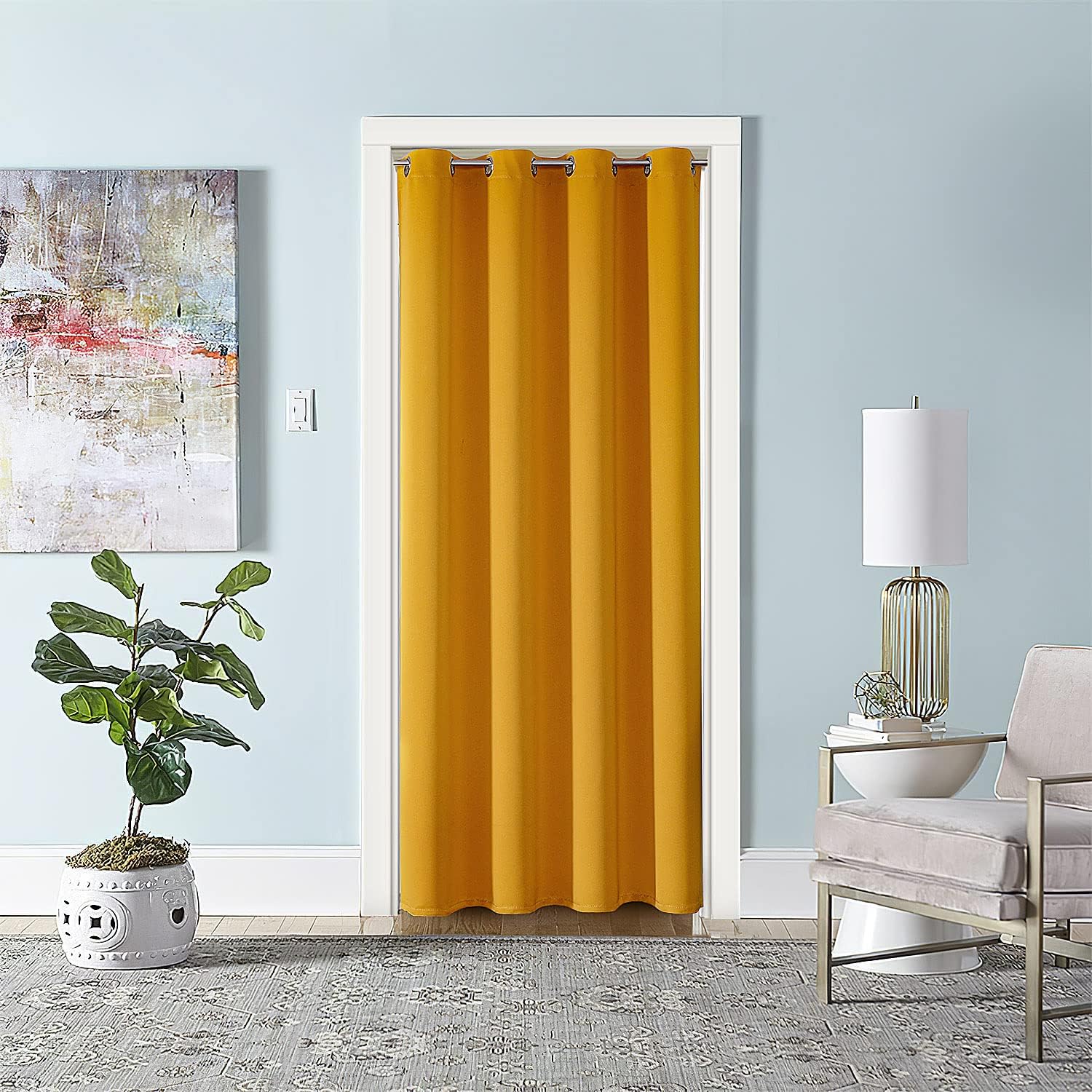 ChrisDowa Blackout Door Curtain for Doorway Privacy, Grommet Closet Curtain for bedroom closet door, Thermal Insulated Temporary Door Cover…