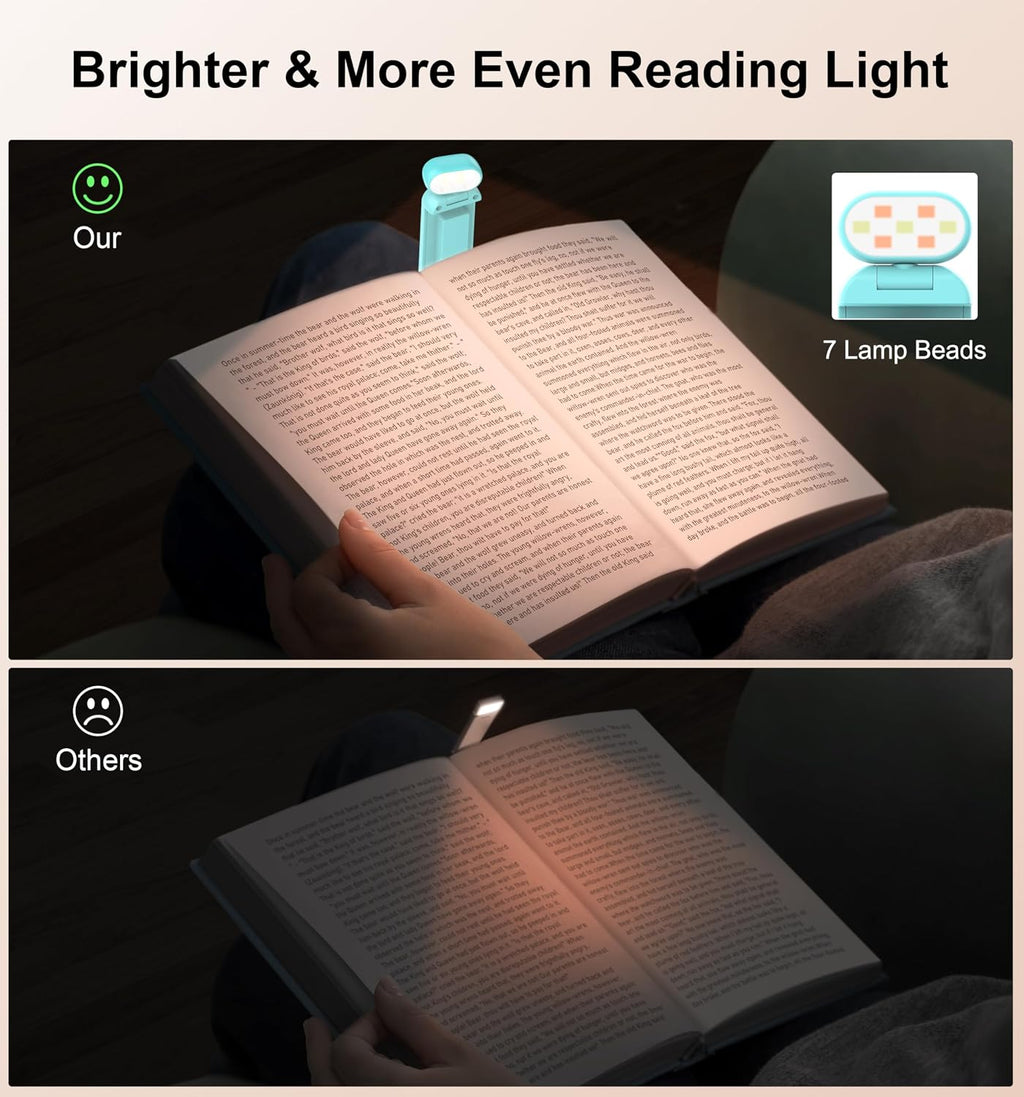 Gritin Reading Light, Rechargeable Book Light for Reading in Bed - Eye Caring 3 Color Temperatures, 5-Level Dimmable Brightness, Long…