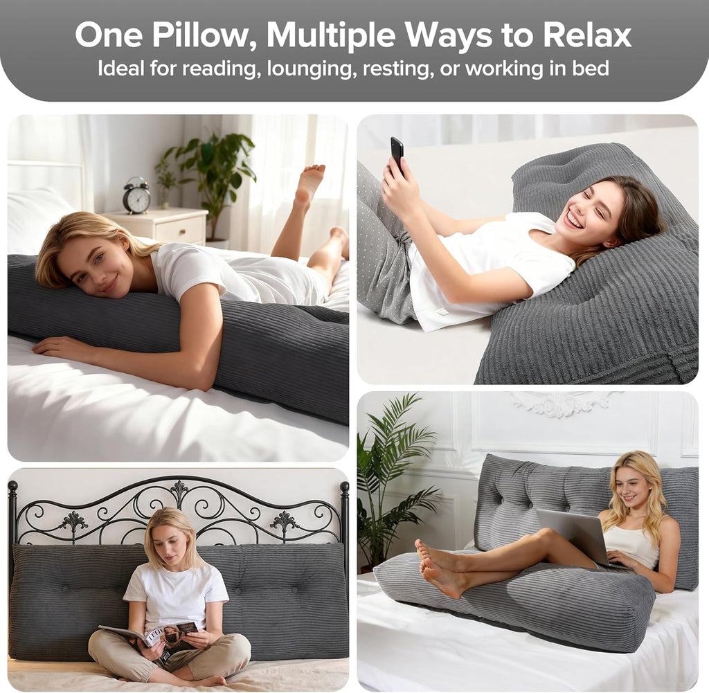 Royal Choice Headboard Pillow for Sitting Up in Bed, Queen Size Backrest Triangle Reading Pillow for Daybed, Supportive Bed Back Pillow for…