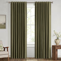 Miulee 100% Blackout Linen Curtains for Bedroom, Light Olive Green Solid Luxury Decor Thermal Insulation Room Darkening Drapes for Living R…