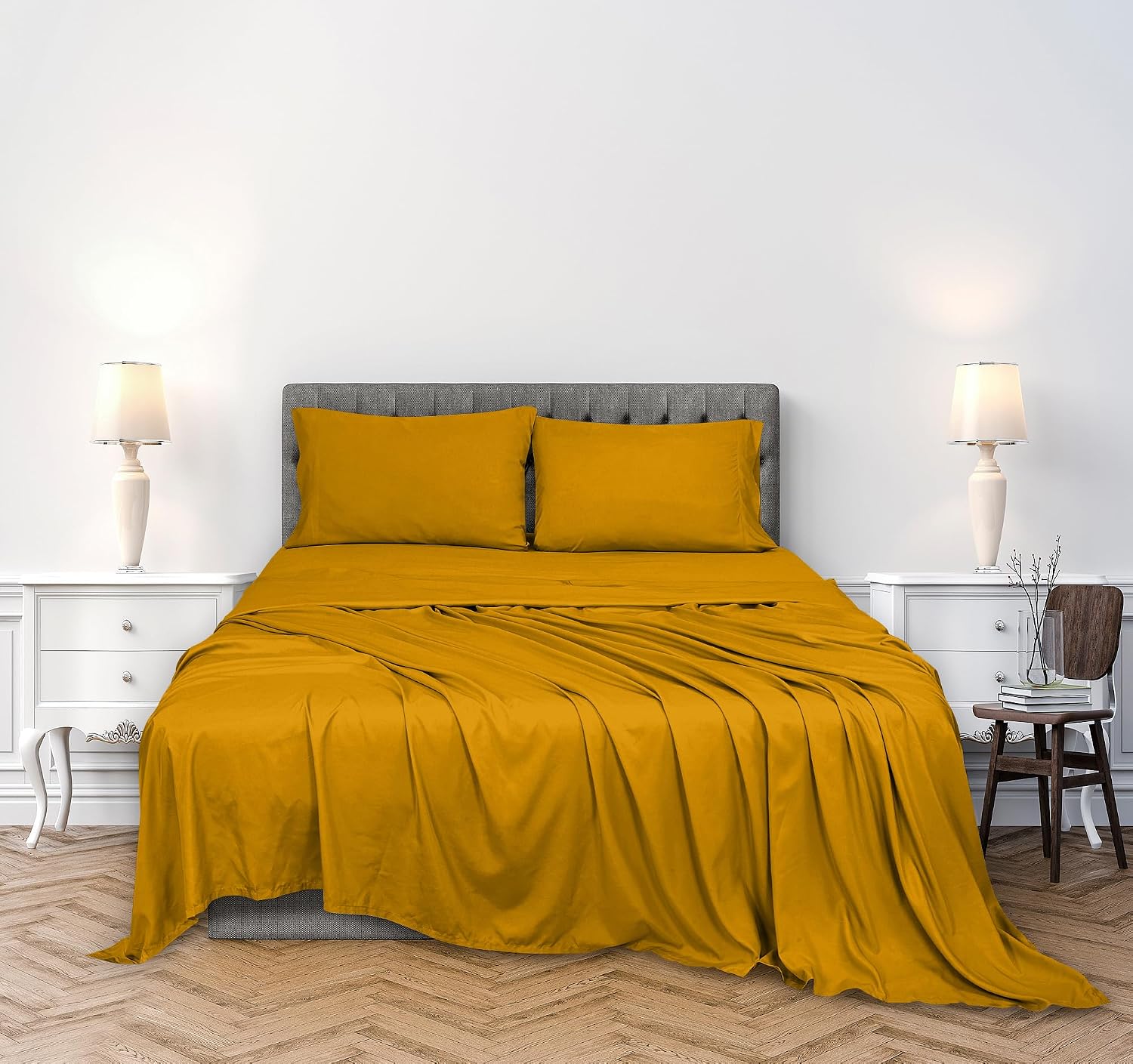 Royalelinens ROYALE LINENS 300 Thread Count 100% Long Staple Combed Cotton Sheet Set - 4 Piece King Bed Sheets - 1 Fitted, 1 Flat & 2 Pillo…