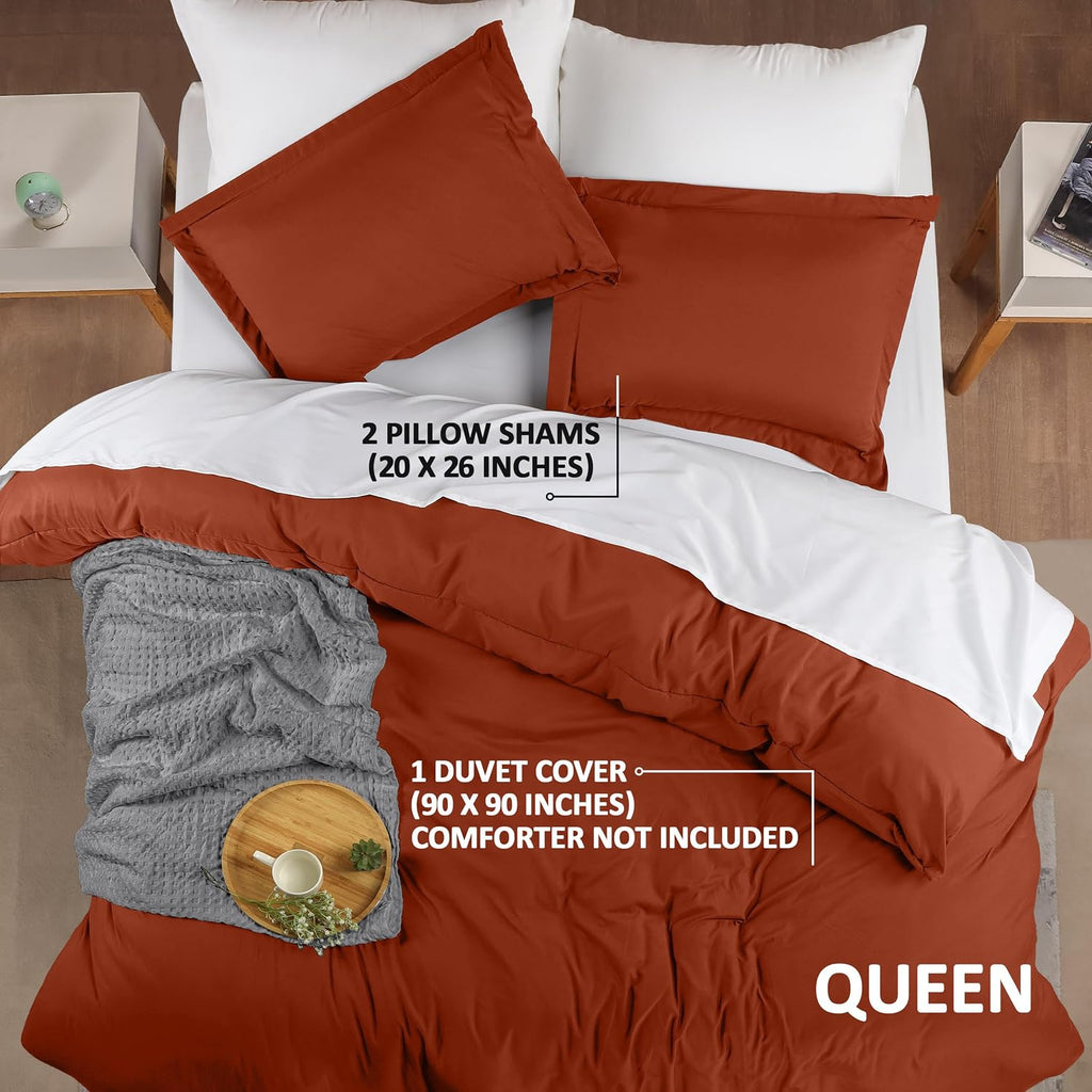Utopia Bedding Duvet Cover Queen Size - 3 Piece with Zipper Closure - 1 Comforter Cover 90X90 Inches & 2 Pillow Shams 20X26 Inches…