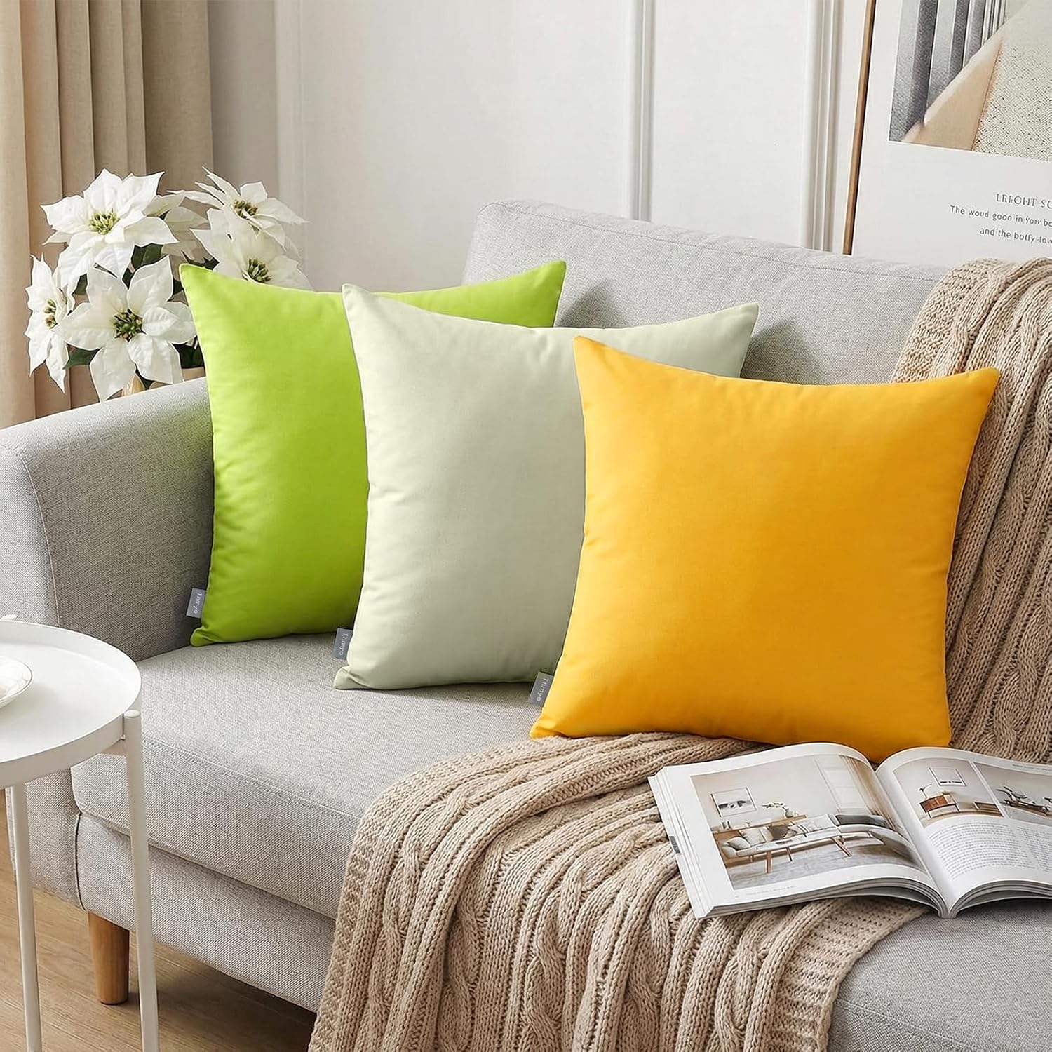 Thmyo 4-Pack 100% Cotton Comfortable Solid Decorative Throw Pillow Case Square Cushion Cover Pillowcase Sublimation Blank Pillow Covers DIY…