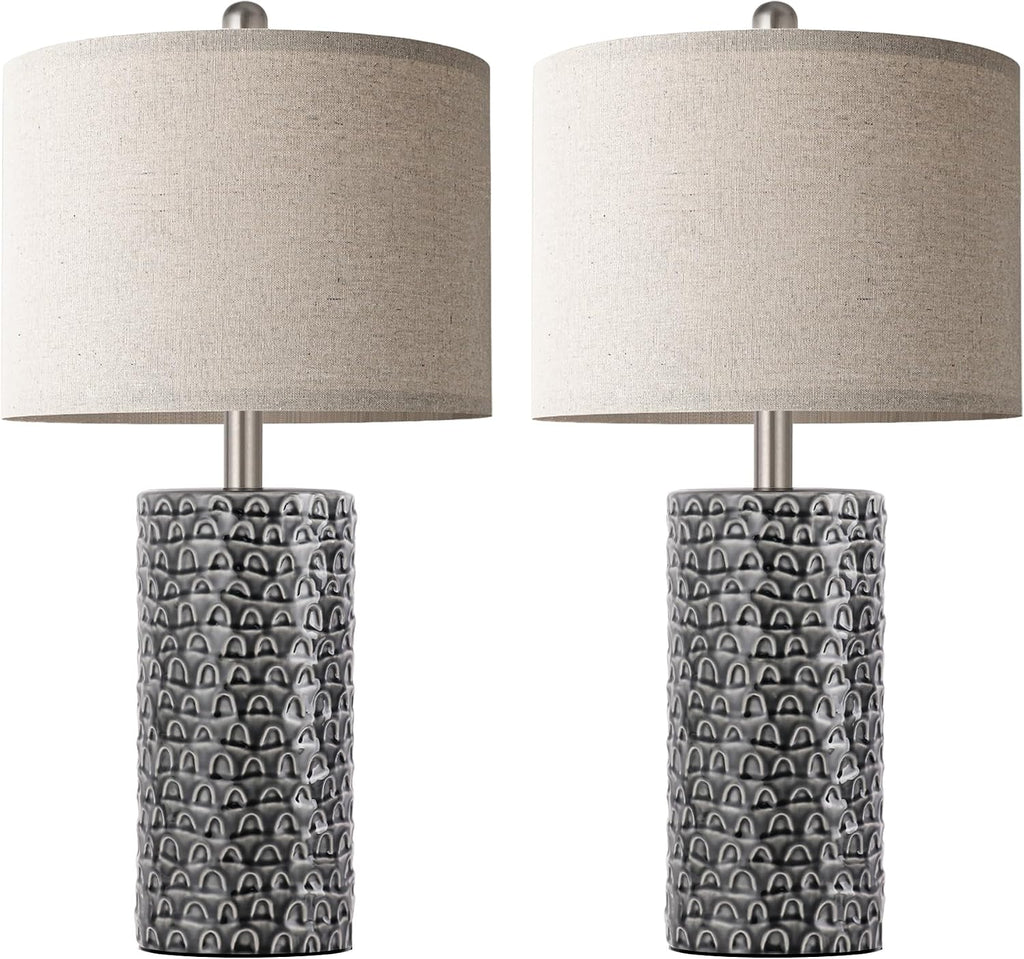 PARTPHONER 23" Modern Ceramic Table Lamp Set of 2, Table Lamps for Living Room, Rustic Farmhouse Bedside Lamps Nightstand lamp for…